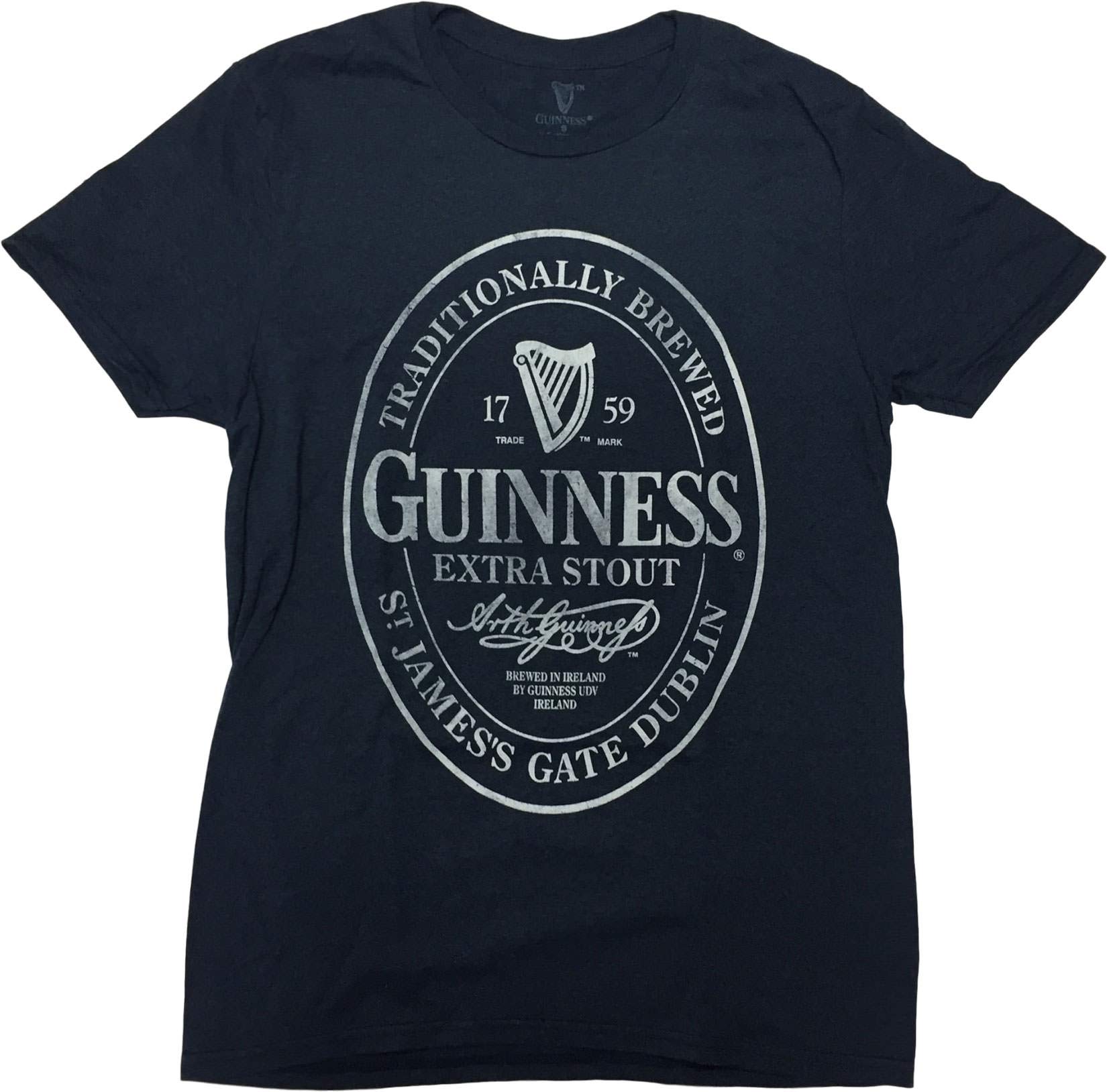 Guinness Men's Logo Crew Neck T-Shirt - Casual Cotton Short Sleeve Tee for Everyday Wear, Pub Outings & Sports Events