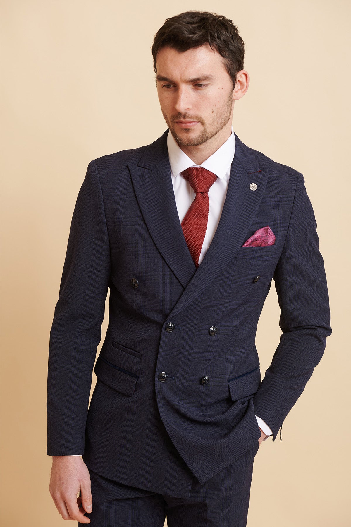 Premium BROMLEY Navy Double Breasted Suit for Men - Formal Business Attire Inspired by Jarrod Bowen - Perfect for Weddings, Office Meetings & Special Occasions