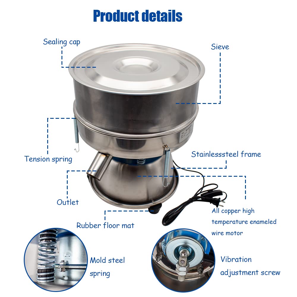 Stainless Steel Electric Vibrating Screen Machine - 170 Mesh Fine Powder Sifter for Food, Chemical & Pharmaceutical Industry | Compact Powder Sieving Equipment for Labs & Commercial Use