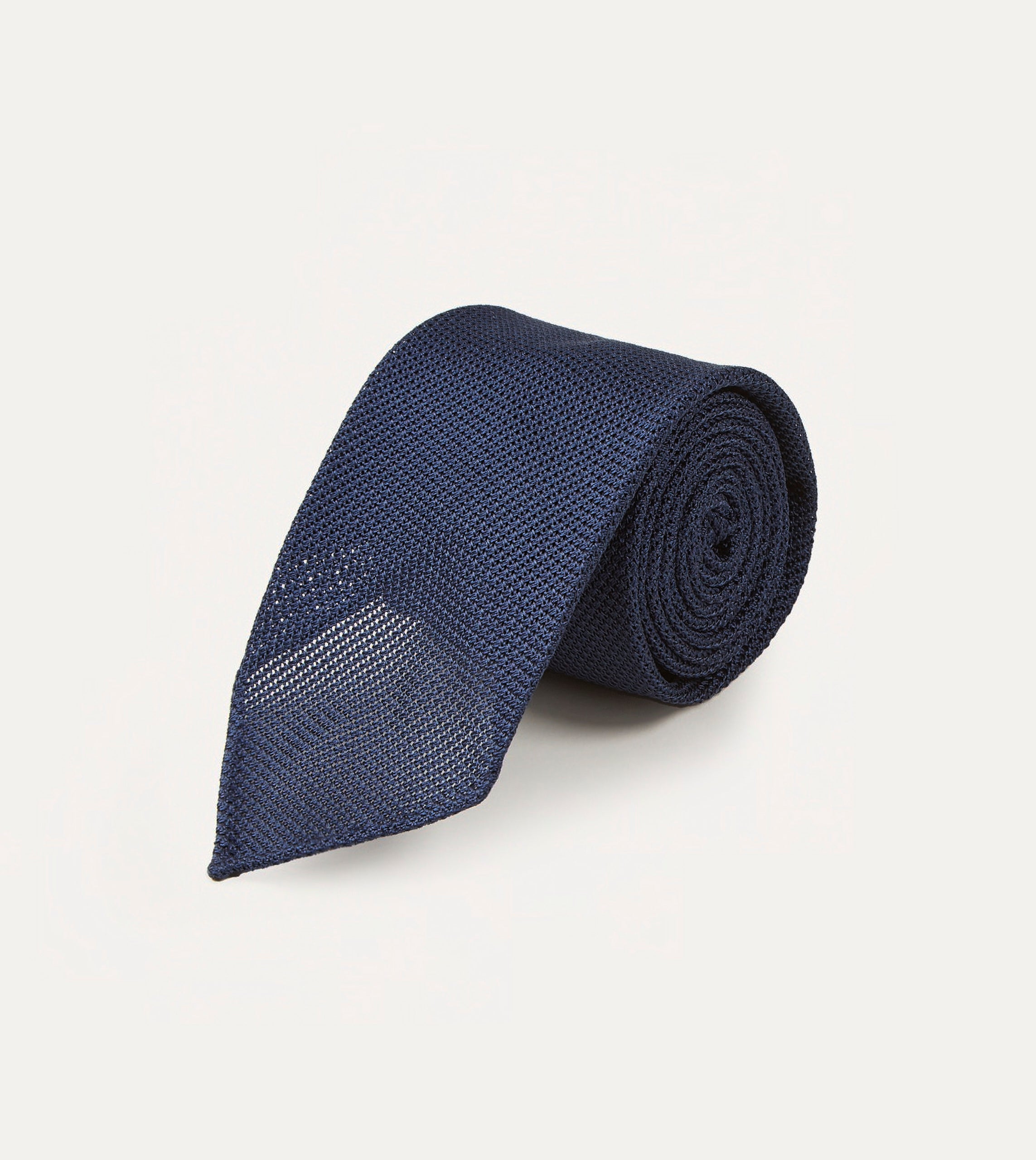 Premium Navy Blue Grenadine Silk Tie - Hand Rolled Fine Woven Necktie for Men | Perfect for Weddings, Business Meetings & Formal Occasions