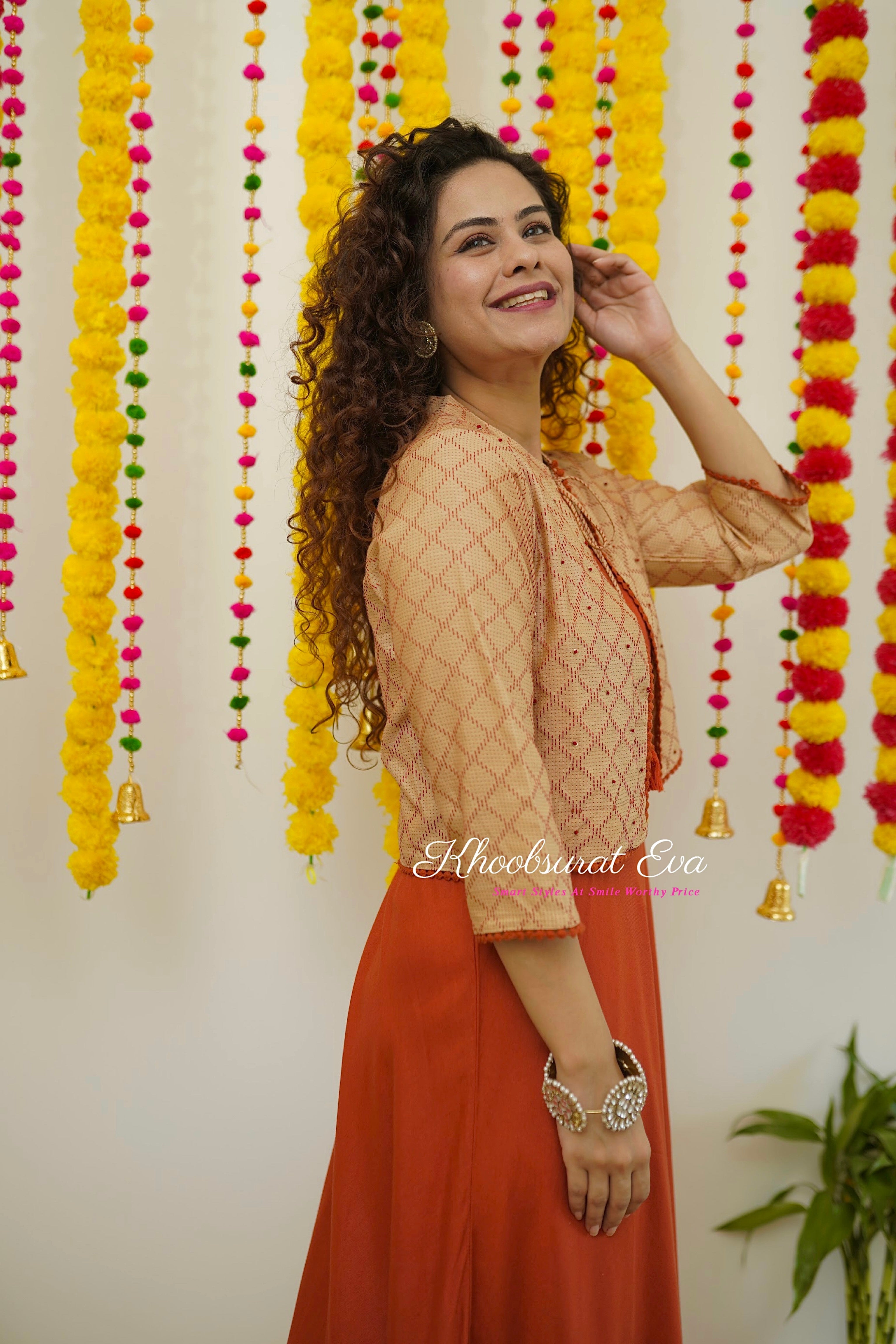 Elegant Red Beige Embroidered Jacket Maxi Dress for Women - Perfect for Weddings, Parties & Special Occasions