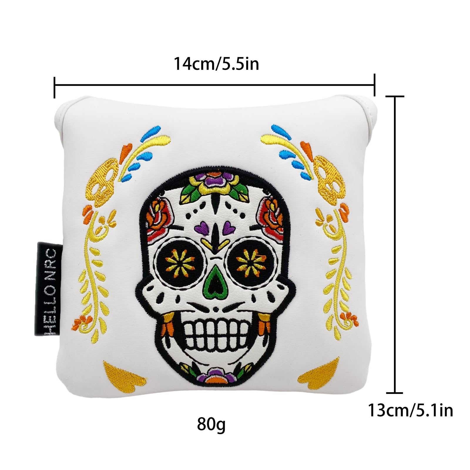 Premium Magnetic Closure Skull Style Golf Putter Headcover for Square Mallet Putters - Durable Golf Club Cover with Strong Magnets - Perfect Golf Gift for Men & Women - Ideal for Course Play and Club Protection