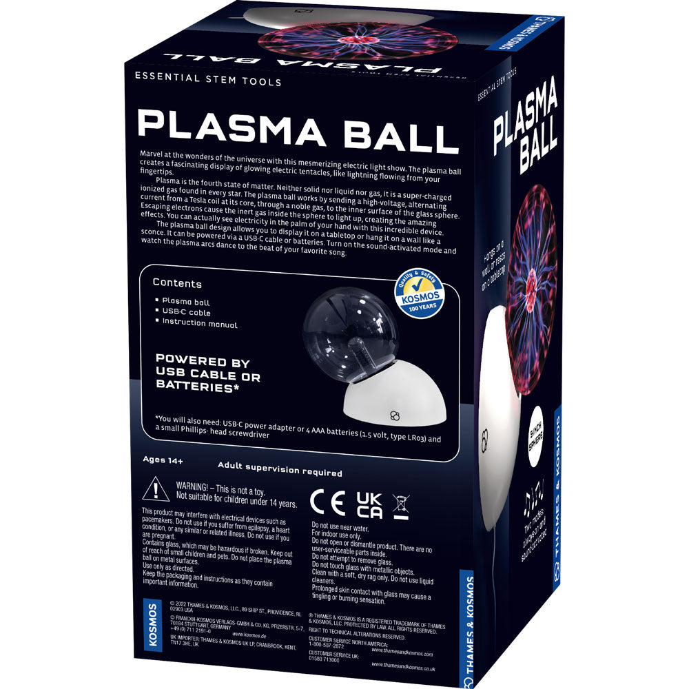 Thames & Kosmos Plasma Ball - Science Toy with Electrifying Light Effects | STEM Educational Gift for Kids & Adults | Perfect for Home Decor, Science Experiments & Party Lighting