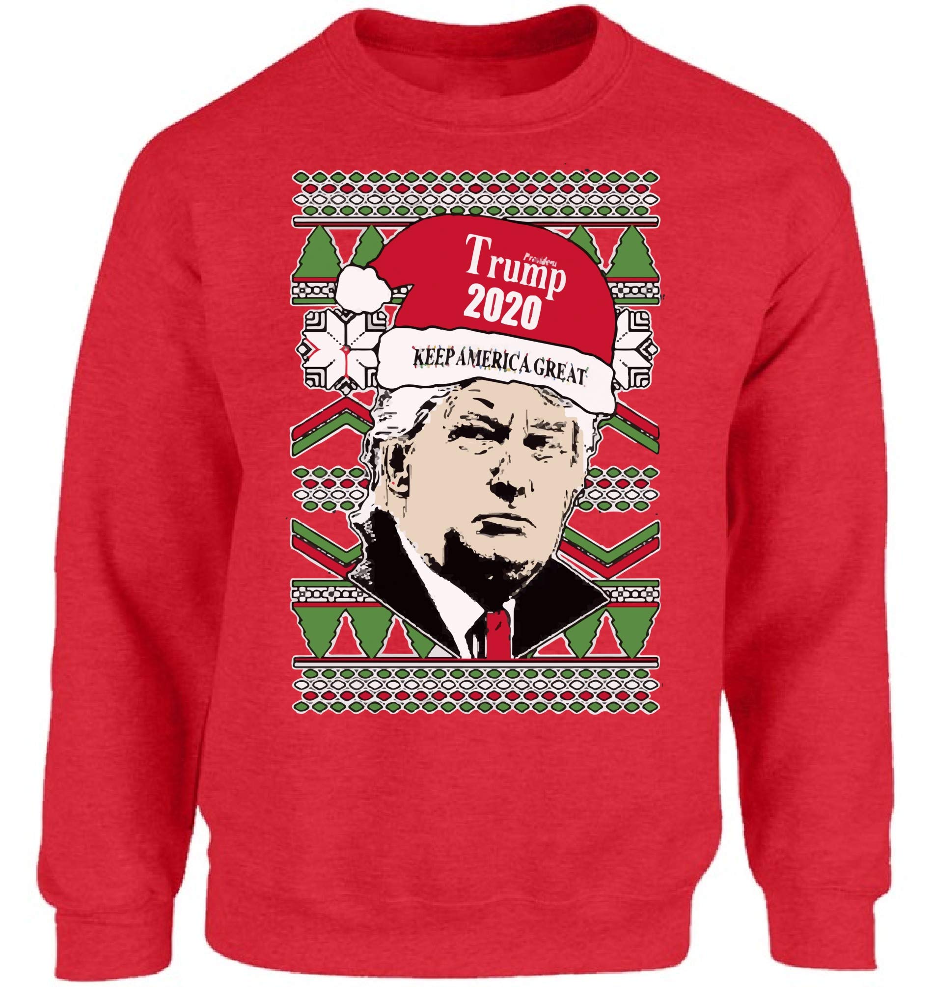 Keep America Great Trump Christmas Sweater - Patriotic 2020 Election Red Sweatshirt for Holiday Parties & Political Events