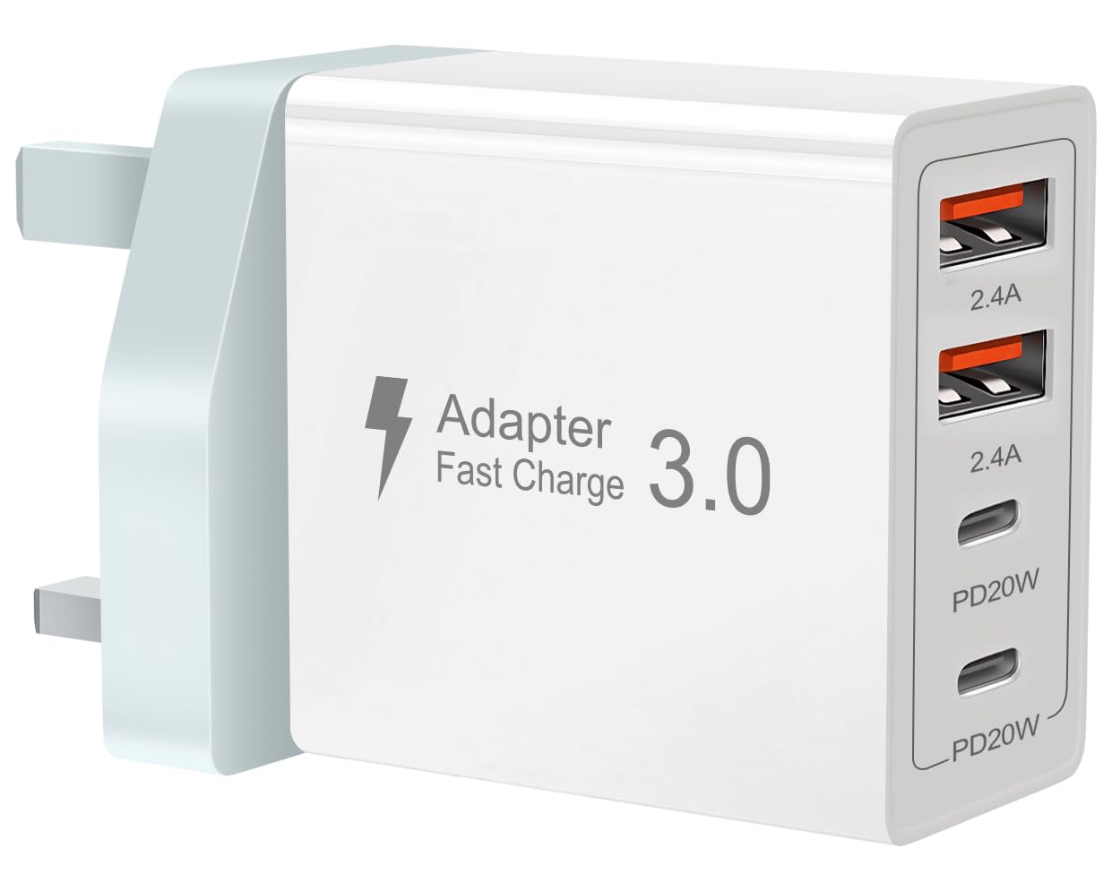 40W 4-Port Fast USB C Charger with PD & QC - Dual USB C & Dual USB A Wall Charger Adapter for iPhone 15/14/Pro/Max, Samsung Galaxy, iPad, AirPods - Perfect for Travel, Home & Office Charging