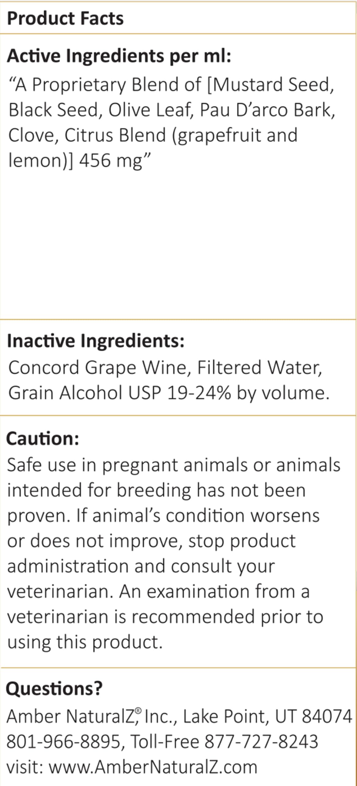 Amber NaturalZ Vibactra Immune Support Herbal Supplement for Dogs, Cats, Birds, Guinea Pigs & Rabbits | Natural Pet Wellness Formula | 4oz USDA-Certified Organic Liquid Drops | Made in USA | Supports Digestion, Energy & Coat Health for Happy Pets at Home