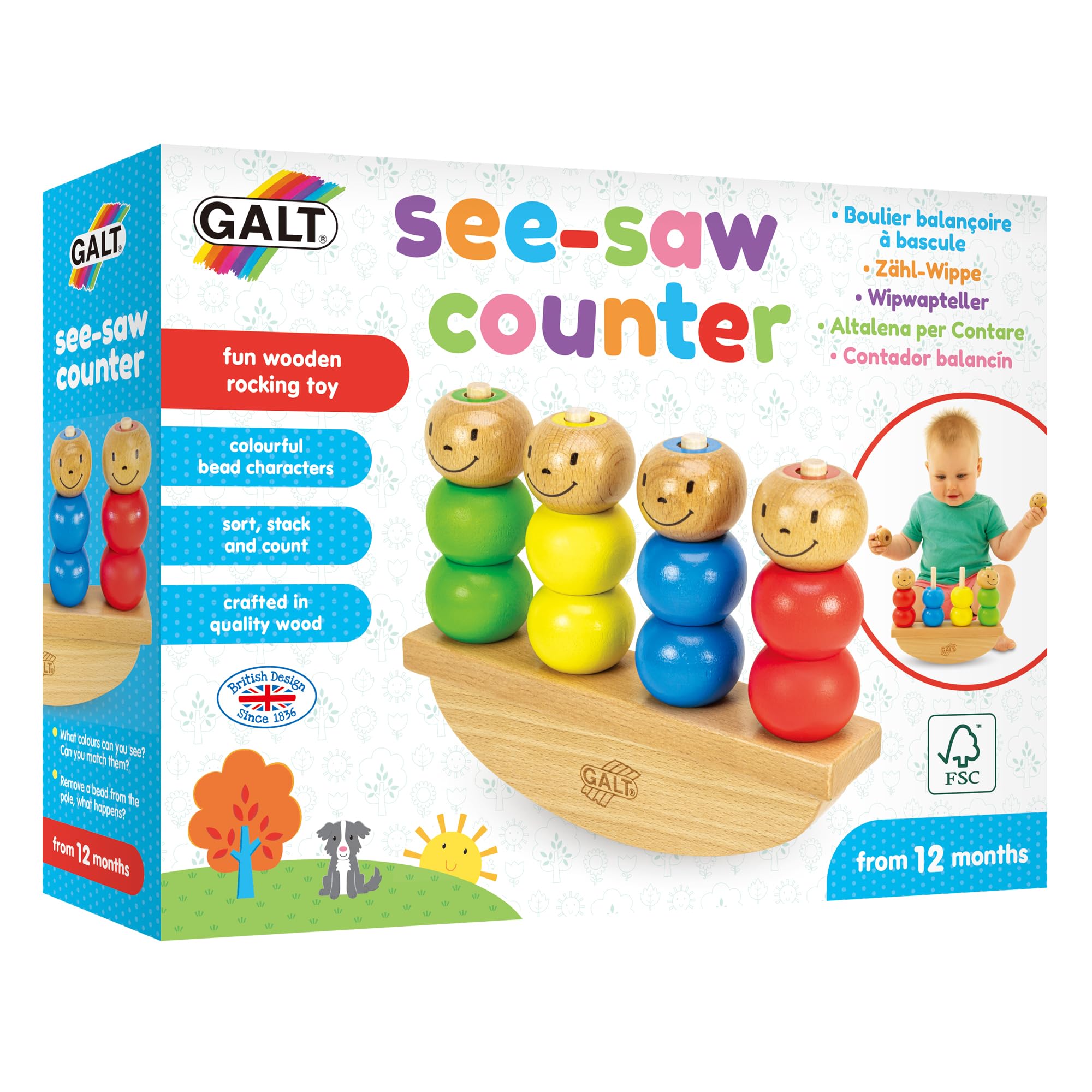 Galt Toys 1005230 See-Saw Counter - Fun & Educational Balance Toy for Kids - Perfect for Counting Games & Early Math Learning at Home or Classroom
