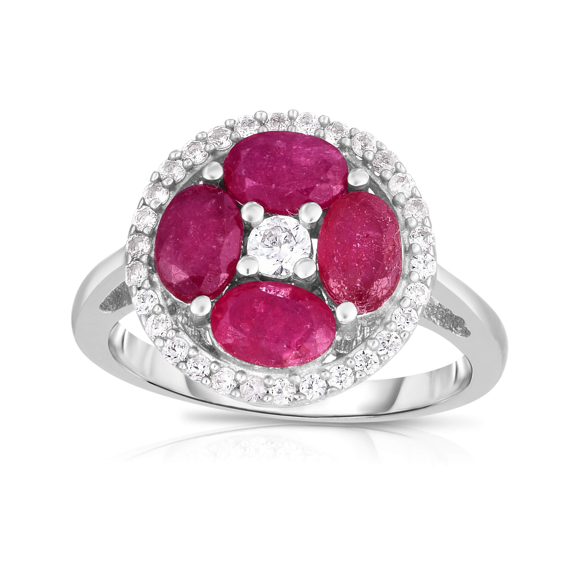Luxury Gemstone & Zircon Ring for Women - 925 Sterling Silver - Perfect Valentine Gift for Wife or Girlfriend - Elegant Date Night Jewelry