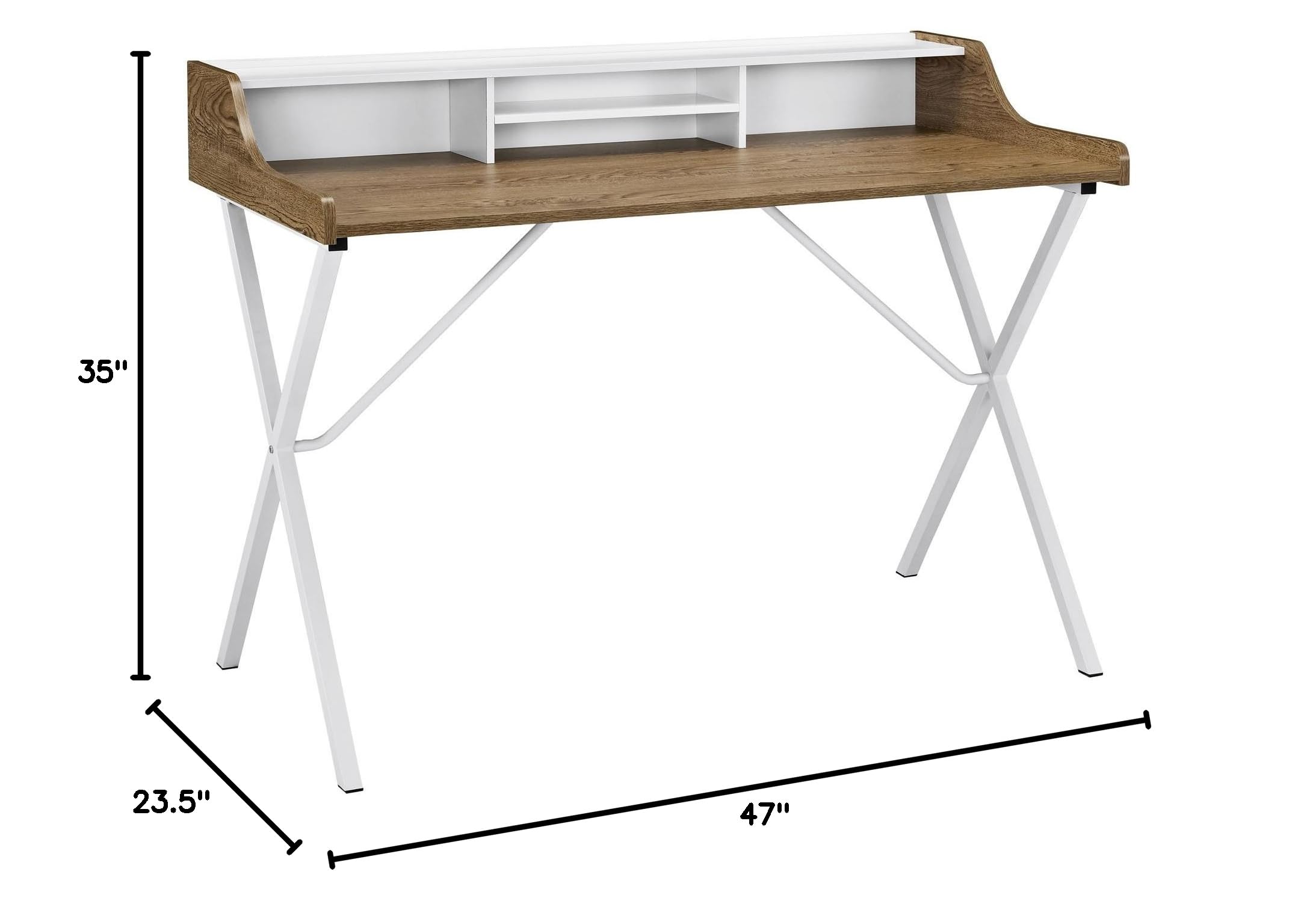 Modway Walnut Bin Desk - Stylish Home Office Desk with Storage Bins for Small Spaces, Dorm Rooms & Workspaces