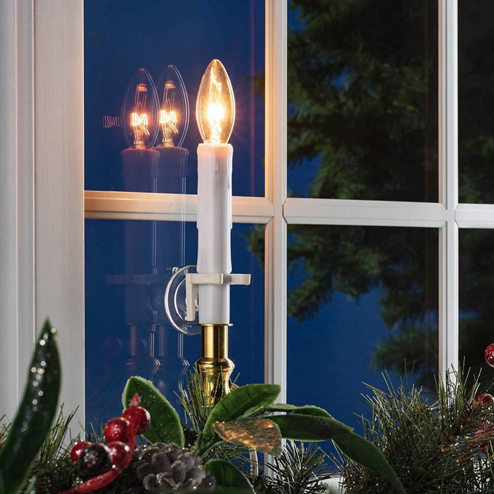 Garneck Electronic Menorah - 8-Piece Window Candle Holder with Suction Cups for Hanukkah & Christmas Decor | Holiday Home Decor, Festival Lighting, Window Display for Jewish & Christian Celebrations