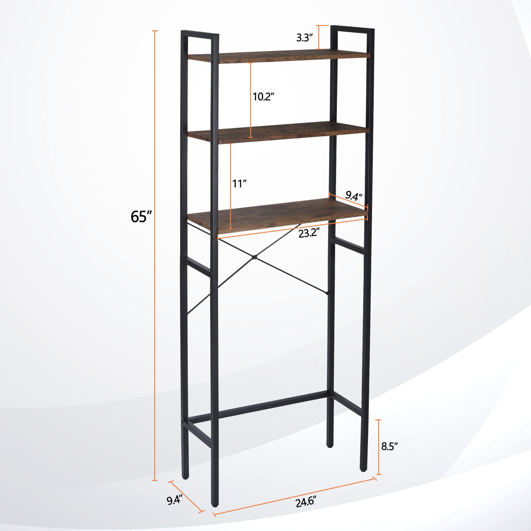 ZENY 3-Tier Over-The-Toilet Storage Rack | Freestanding Bathroom Organizer | Space-Saving Shelf for Toilet Paper, Towels & Cosmetics | Perfect for Small Bathrooms & Apartment Living (Brown)