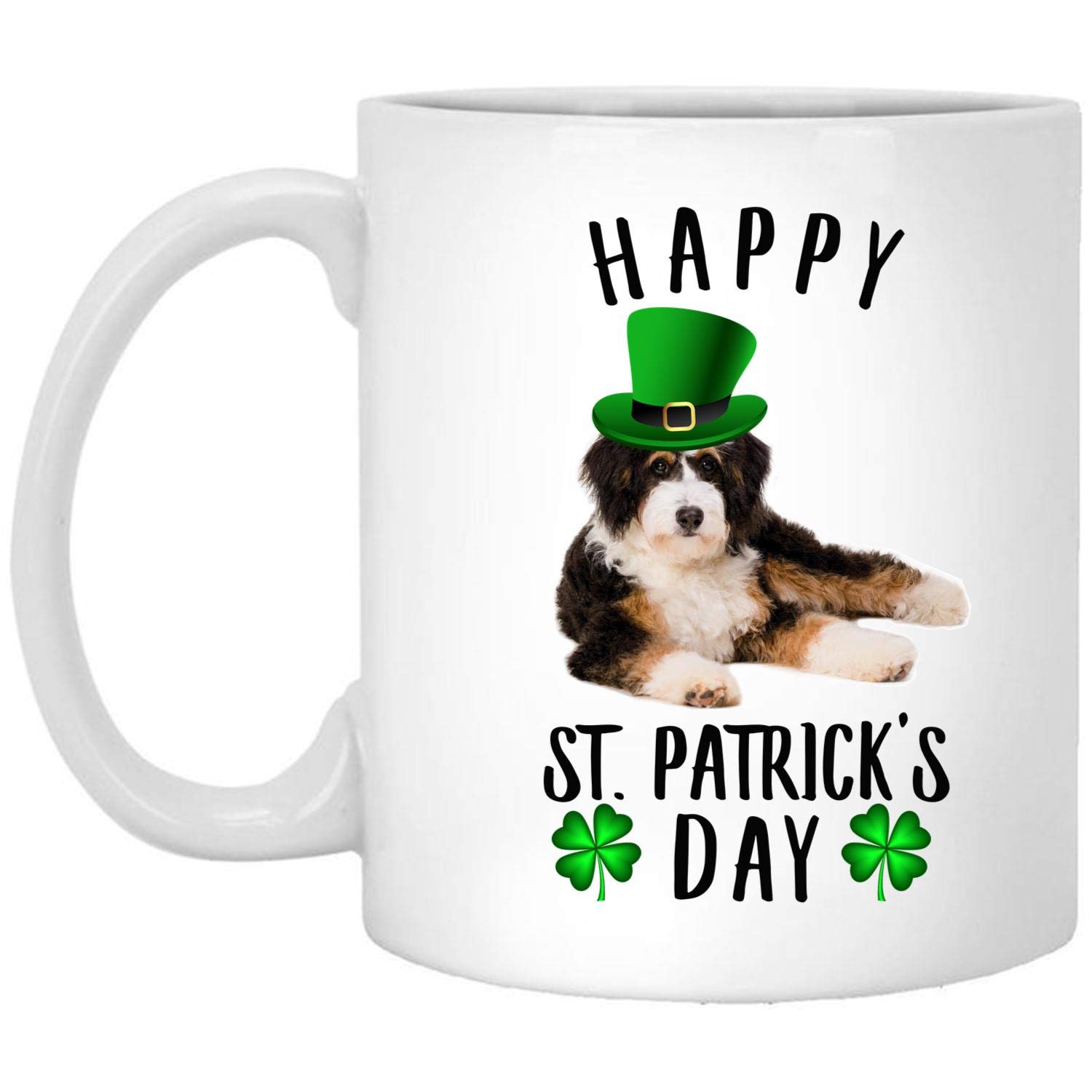 Funny Bernedoodle St. Patrick's Day Coffee Mug - 11oz Ceramic Cup with Hilarious Quotes, Unique Gift for Dog Lovers - Perfect for Home, Office & Holiday Celebrations