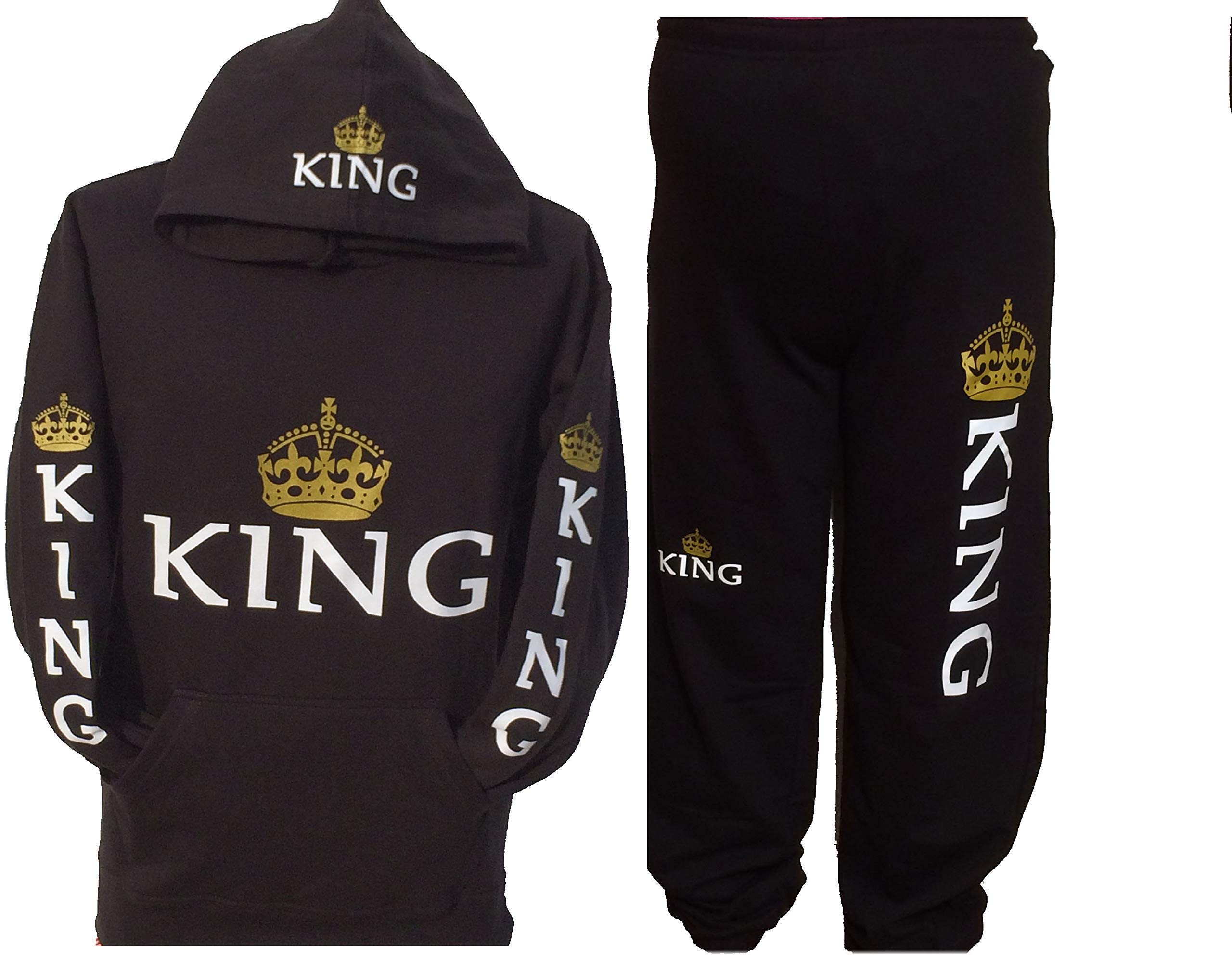 **King Sweatsuit Outfit - Black Hoodie & Sweatpants Set for Men | Comfortable Lounge Wear & Gym Joggers | Perfect for Workout, Running, and Casual Wear**
