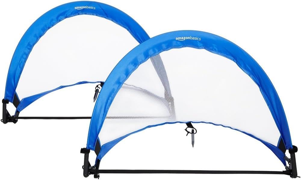Amazon Basics Portable Pop Up Soccer Goal Set - 6ft x 4ft Lightweight Practice Net for Kids & Adults - Perfect for Backyard, Training, Beach & Park Games