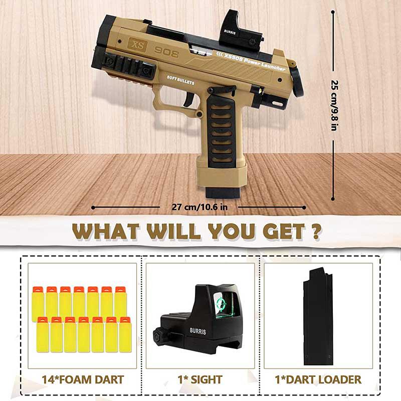 XS908 Raptor Foam Dart Blaster Toy - High Performance Foam Blaster Gun for Kids & Adults - Outdoor & Indoor Nerf Battle Games, Backyard Play, Team Competitions