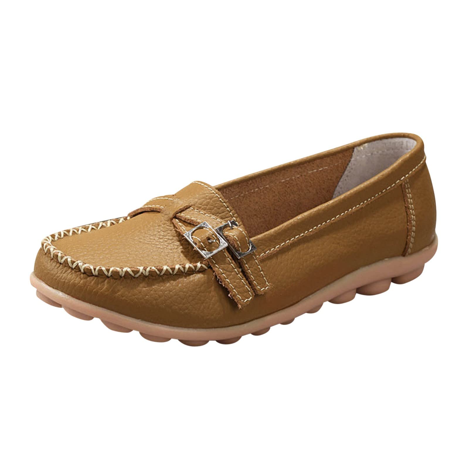 Women's Casual Loafers with Buckle Detail - Flat Heel Slip-On Shoes for Everyday Wear | Perfect for Office, Walking & Travel