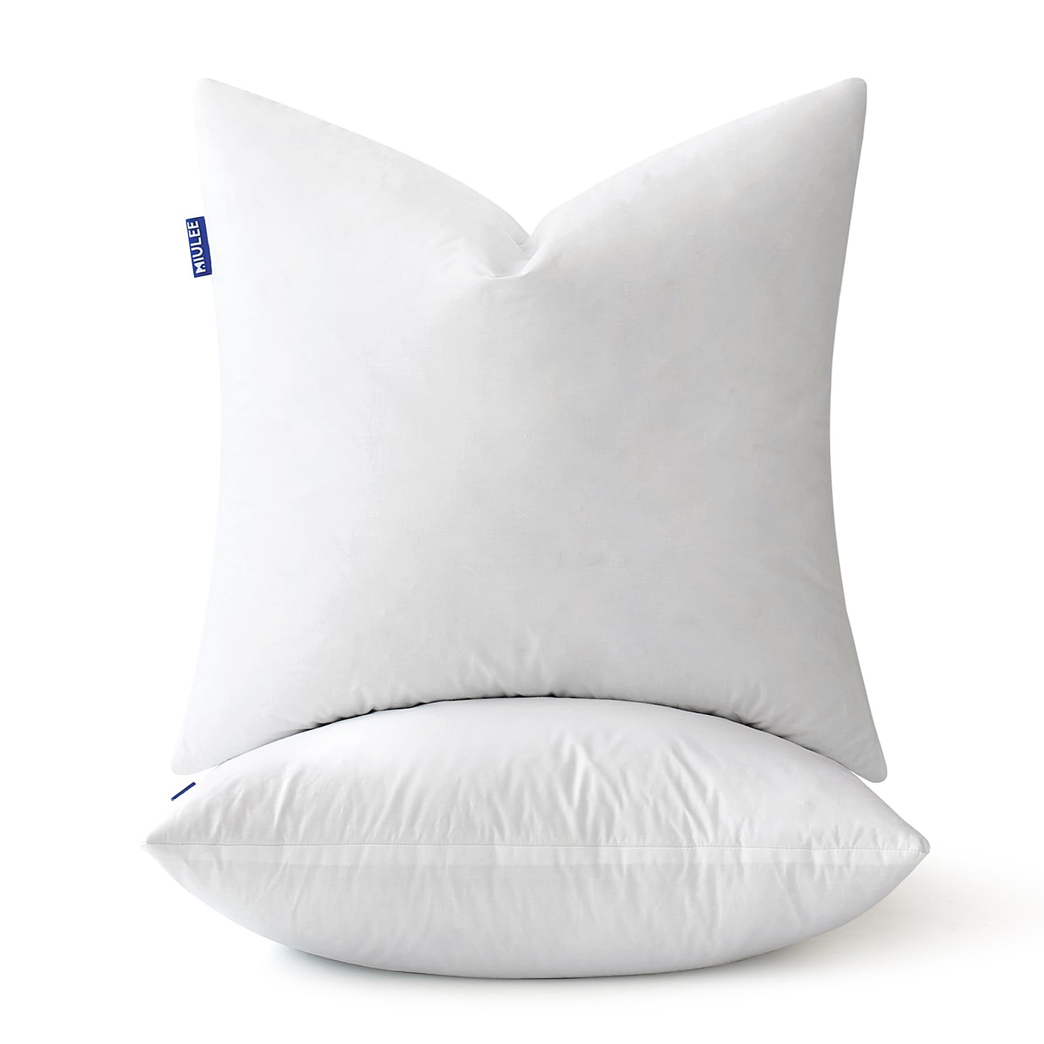 Premium 22x22 Inch Goose & Feather Down Throw Pillow Inserts (Set of 2) - Ultra Soft Fluffy Cotton Pillow Covers for Sofa, Bed, Couch - Decorative Square Living Room Pillows in White - Perfect for Home Decor, Cozy Reading Nooks & Guest Bedrooms