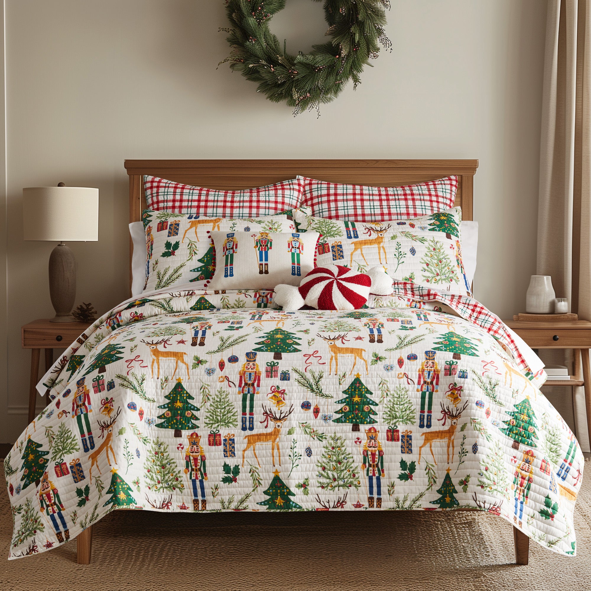 Premium Nutcracker Euro Sham Pillow Covers Set of 2 - 26x26 Inch Decorative Christmas Bedding - Perfect for Holiday Home Decor & Festive Living Room Styling