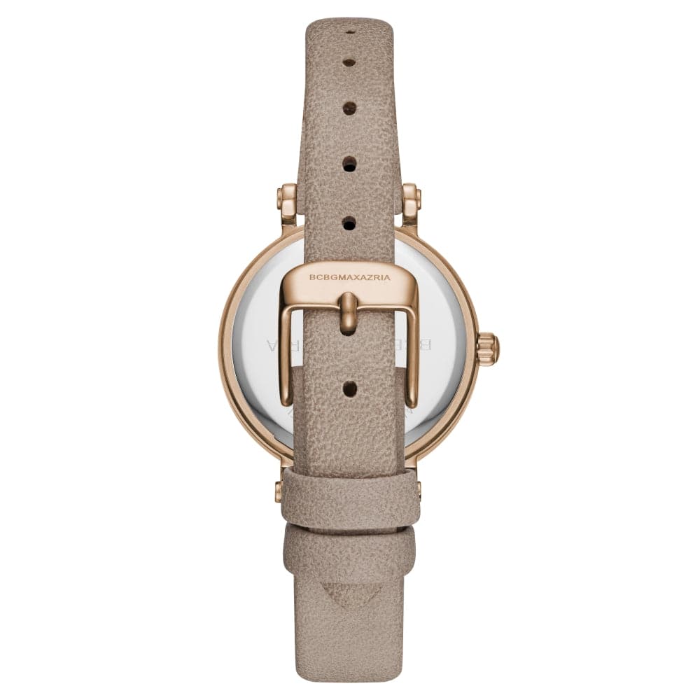 BCBGMAXAZRIA Women's Quartz Rose Gold Stainless Steel Watch with Brown Leather Strap BG50674002 - Perfect for Office, Party & Everyday Wear