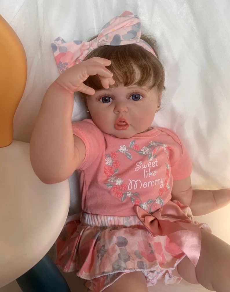 24 Inch Realistic Reborn Baby Doll - Lifelike Newborn Baby Girl Doll with Cloth Body, Perfect Gift for Kids 3+, Therapy Doll for Dementia Patients - Great for Playtime, Collecting & Emotional Support
