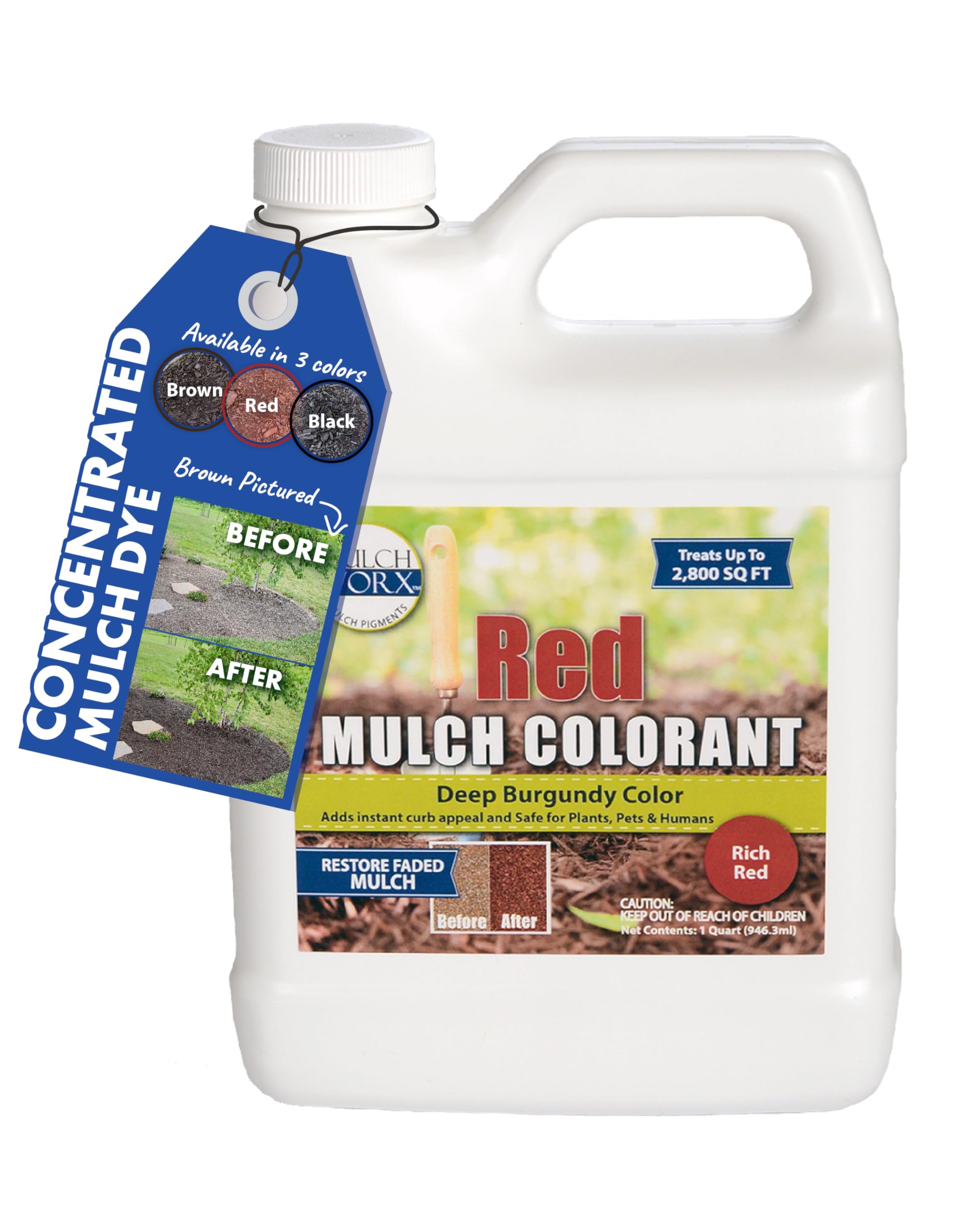Premium Red Mulch Color Concentrate - 1 Quart Covers 2,800 Sq Ft - Deep Burgundy Mulch Dye Spray for Landscaping & Garden Beds - Long-Lasting Color Enhancer for Wood Chips, Bark & Organic Mulches