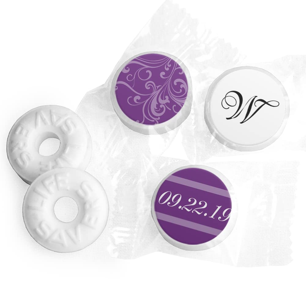 Personalized Purple Wedding Candy LifeSavers Mints - Bulk Pack of 320 Mints for Wedding Favors, Bridal Showers & Special Events