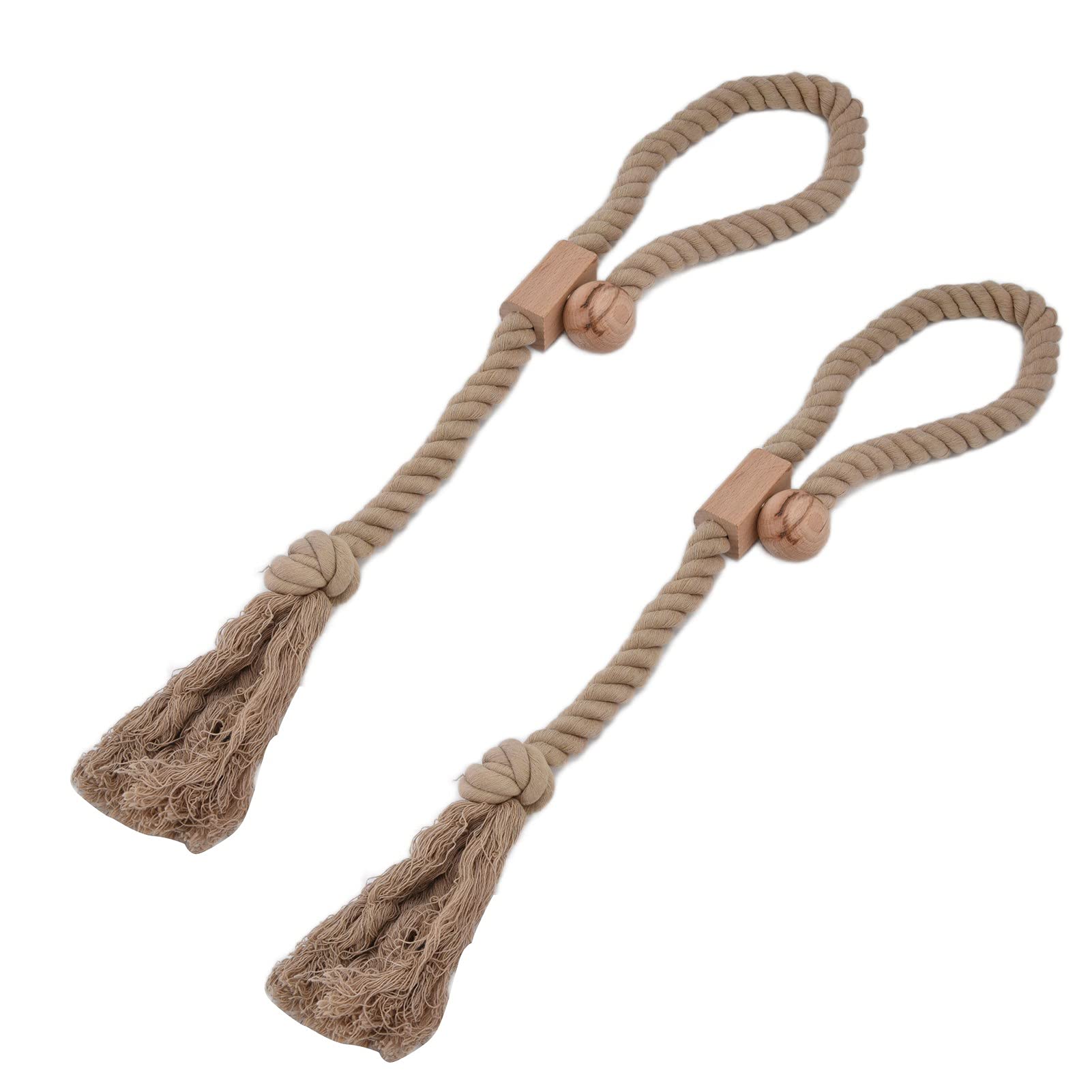 01 02 015 Dark Color Magnetic Curtain Tieback Holdback Rope - Rustic Farmhouse Style for Bedroom & Living Room Window Drapes | Home Decor Accessories