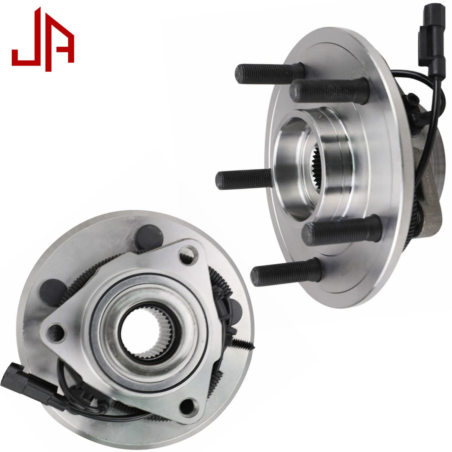 Dodge Ram 1500 Front Wheel Bearing and Hub Assembly 5-Lug w/ABS (2012-2018) - Replacement for 2WD & 4WD Models (Excludes Tradesman HD) - Durable Hub Bearing Kit (2-Piece Set) - Perfect for Off-Roading, Towing & Daily Driving