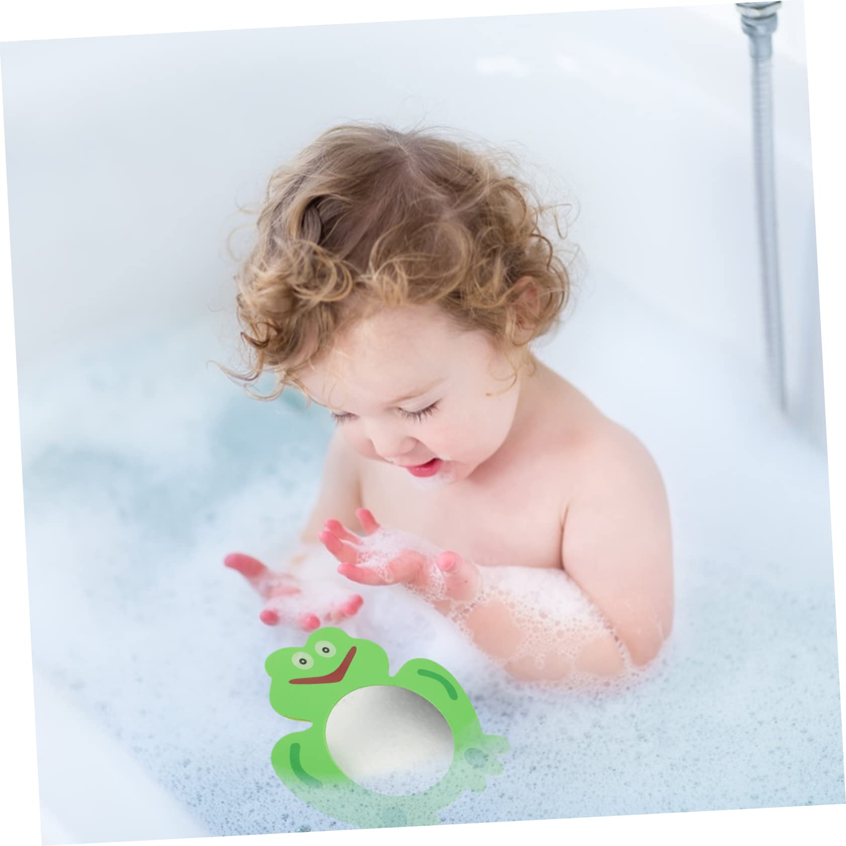 KOMBIUDA 3-Piece Frog Bath Mirror Toys for Babies & Toddlers - Waterproof Shower Toys with Suction Cups, Fun Bathtime Learning Mirror for Infant Sensory Play (EVA Foam) - Perfect for Bath Time, Sensory Development & Early Learning Activities