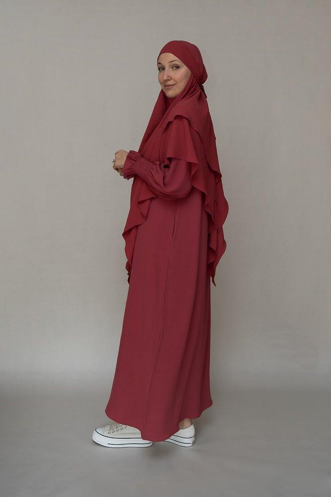 Elegant Maroon Non-Wrinkle Maxi Dress with Pockets - Perfect for Summer Vacations, Beach Weddings & Casual Outings