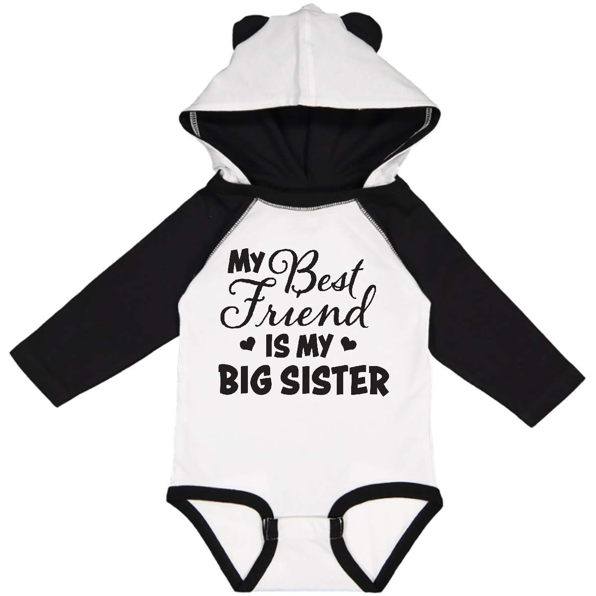 My Best Friend is My Big Sister with Hearts Long Sleeve Creeper - Perfect for Sibling Bonding, Family Gatherings, and Casual Outings