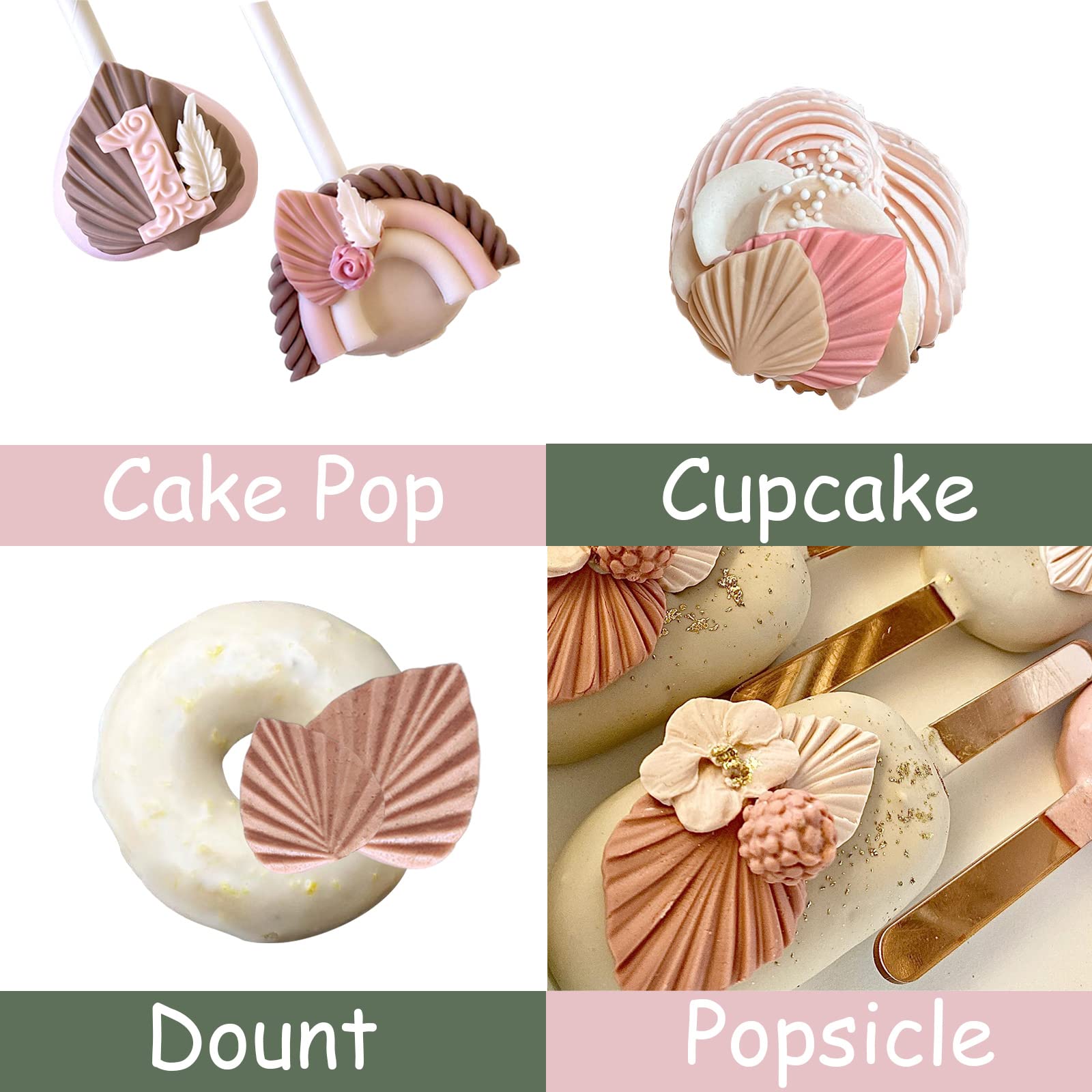 Boho Fondant Molds Silicone - 3D Fan Palm Leaf Shape Candy Chocolate Molds for Cupcake Toppers, Cake Decorations, Polymer Clay & Resin Crafts - Perfect for Boho Wedding, Birthday Party & DIY Home Decor