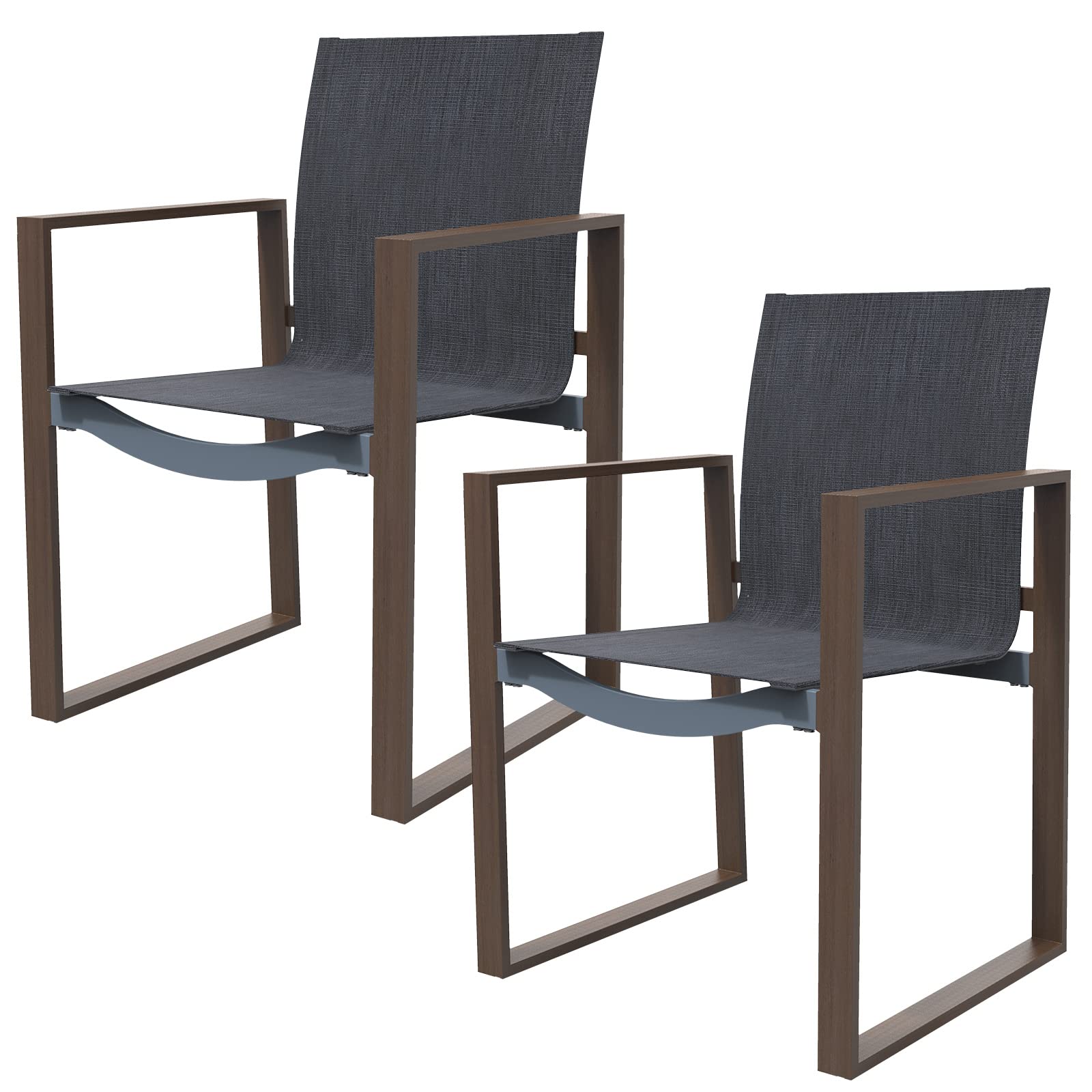 Grand Patio 2-Piece Outdoor Dining Set - Faux Wood Grain Aluminum Stackable Chairs for Patio, Garden, Backyard & Lawn - Perfect for Outdoor Entertaining & Relaxation