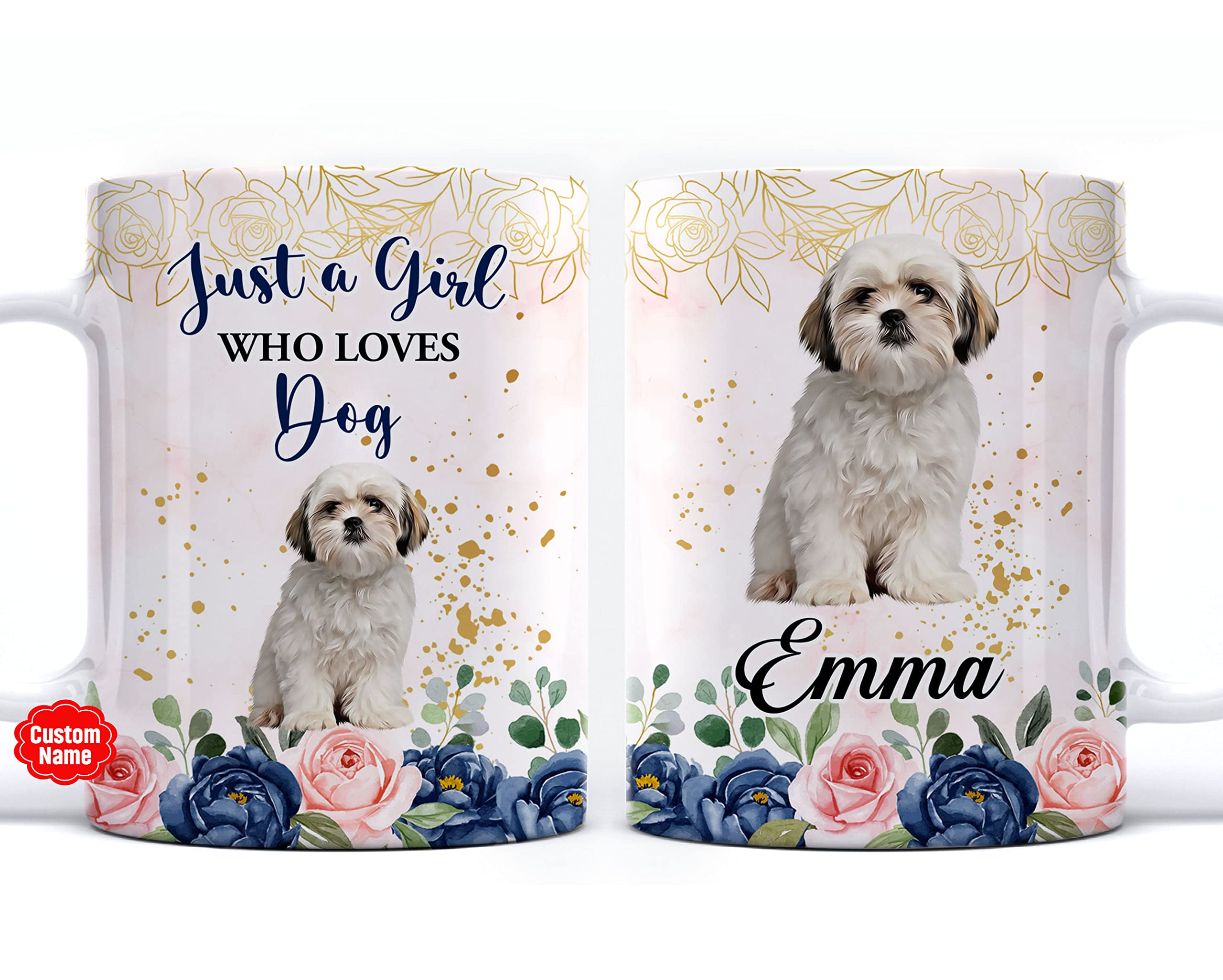Personalized 'I'm Just A Girl Who Loves Shih Tzu' Coffee Mug - 11oz & 15oz Funny Dog Lover Gift for Women & Men - Perfect for Birthdays, Anniversaries & Daily Use - Cute Animal Lover Ceramic Cup for Coffee, Tea & Office/Home Decor
