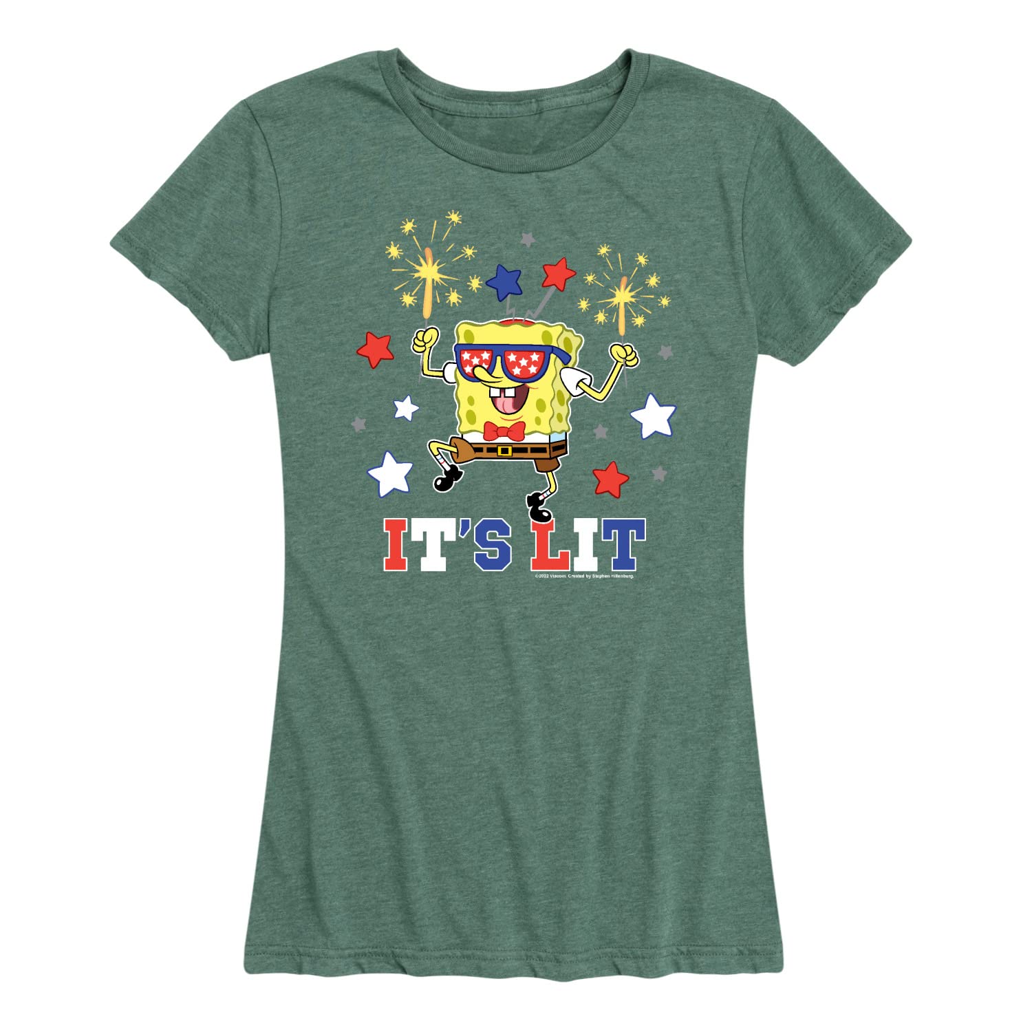 HYBRID APPAREL Spongebob Squarepants 'It's Lit' Women's Graphic T-Shirt | Funny Cartoon Tee for Casual Wear, Parties & Gifts