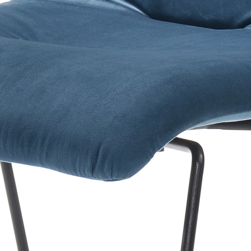 NORVIN Blue Velvet & Black Dining Chair - Modern Upholstered Kitchen Chairs for Dining Room, Restaurant, and Home Decor