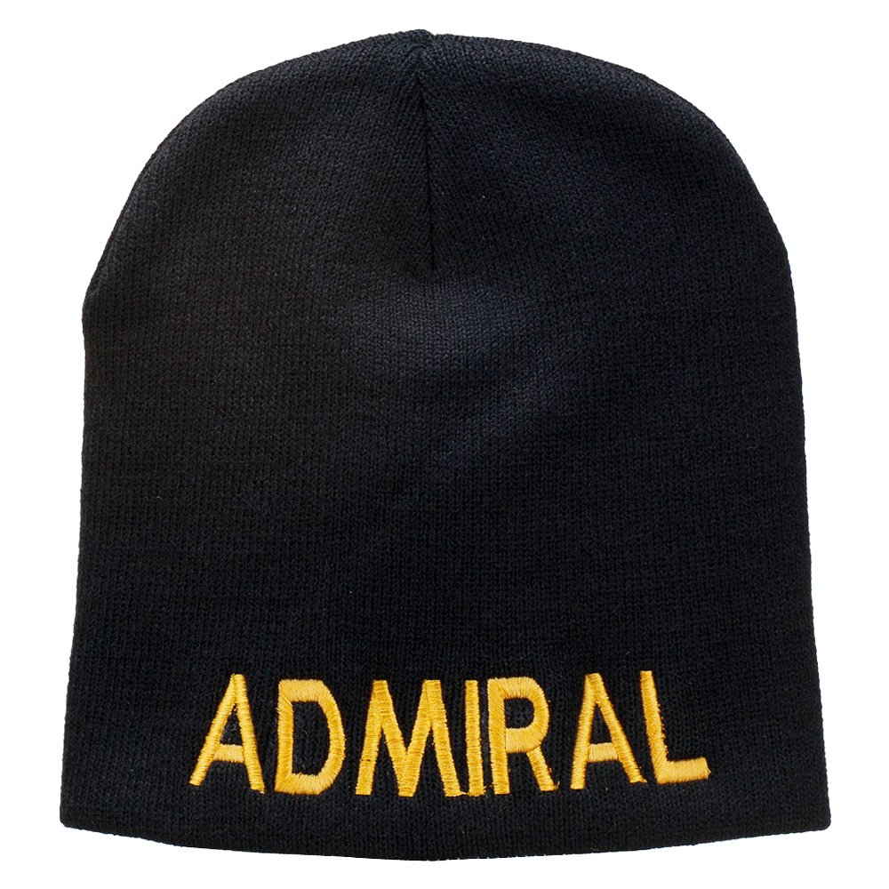 Admiral Embroidered Short Beanie for Men & Women - Winter Warm Knit Hat with Embroidered Logo - Perfect for Skiing, Snowboarding & Outdoor Activities