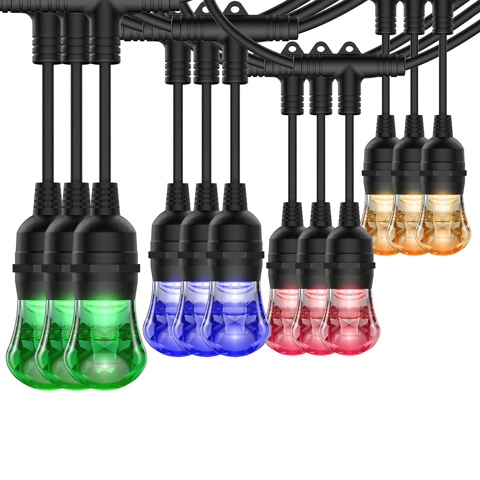 Banord LED 48ft Heavy Duty Outdoor Smart App Controlled Color Changing String Lights - 16 Shatterproof G40 Bulbs, 3 Pack - Perfect for Patio, Garden, Backyard, and Party Decorations