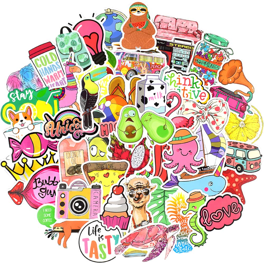 QTL VSCO Stickers for Hydro Flask - 150Pcs Cute Waterproof Stickers for Water Bottles, Laptops, Journals - Trendy Decals for Girls & Teens - Perfect for School, Work, Travel & Personalizing Accessories