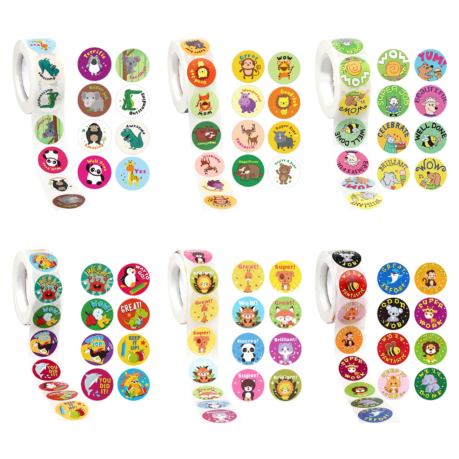 3000PCS Animal Reward Stickers for Kids - Motivational Classroom Stickers, Cute Cartoon Stickers for Teachers, School Supplies, Homeschooling & Behavior Encouragement - Perfect for Classrooms, Homework Charts & Teacher Gifts