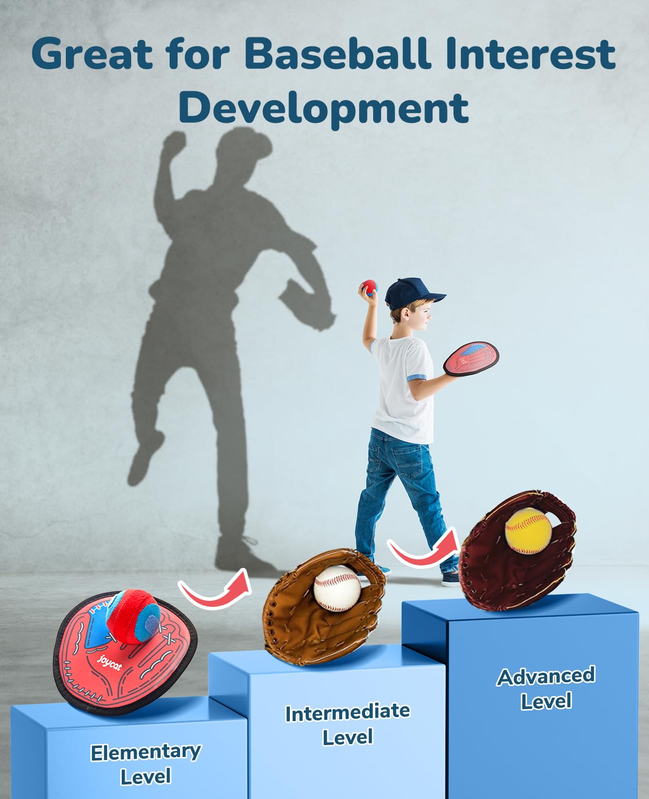 JoyCat Toss and Catch Ball Game Set for Kids Ages 3+ - Toddler Baseball Glove & Sticky Paddle Ball - Outdoor Sports Toys for Boys & Girls - Perfect for Backyard, Beach, Pool & Park Play - Great Birthday Gifts & Easter Basket Stuffers