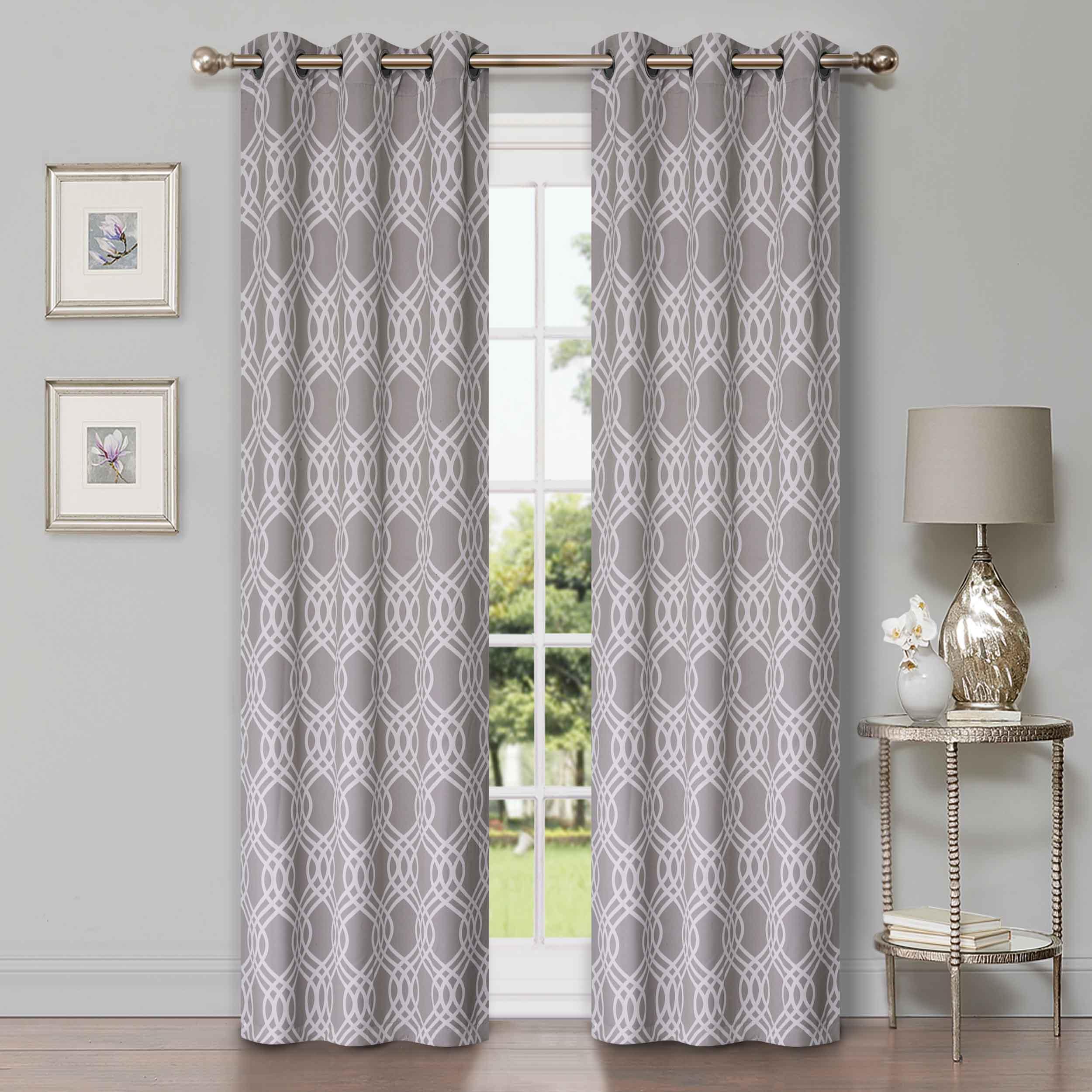 Blackout Curtains for Bedroom - Washable Room Darkening Ribbon Trellis Curtain Panel Set - Perfect for Nursery, Home Theater & Light Sleepers