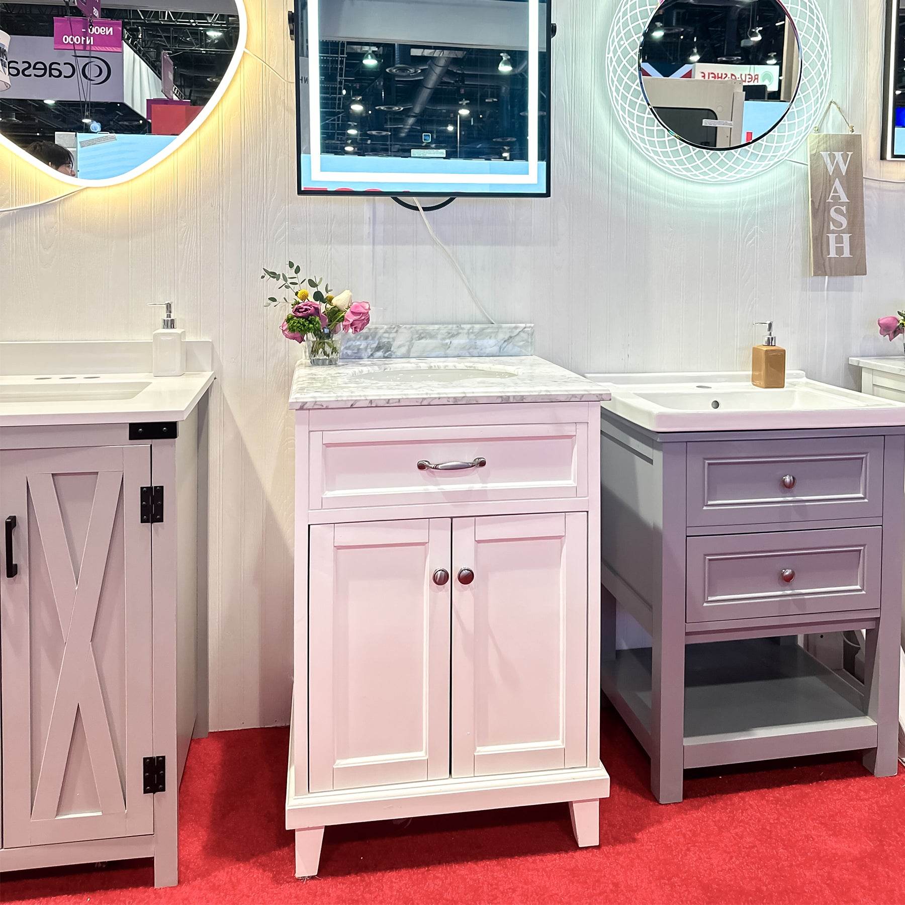 White Bathroom Vanity with Solid Wood Frame & Carrara Marble Top - 3 Size Options for Modern Bathroom Decor | Perfect for Master Bath, Guest Bath & Small Space Remodeling