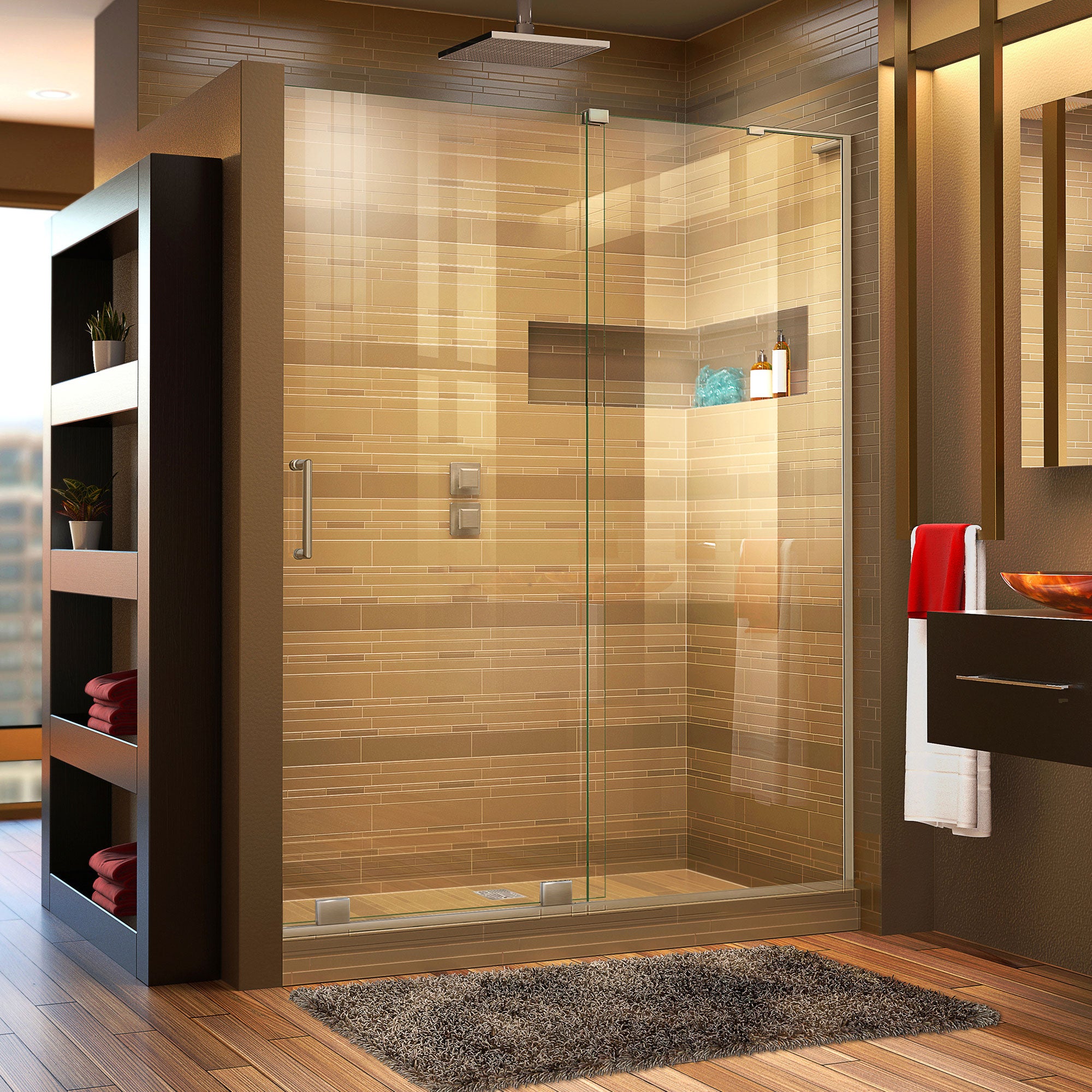 DreamLine Mirage X 56-60 Inch Frameless Sliding Shower Door - 72 Inch Height - Modern Bathroom Upgrade for Small & Large Spaces