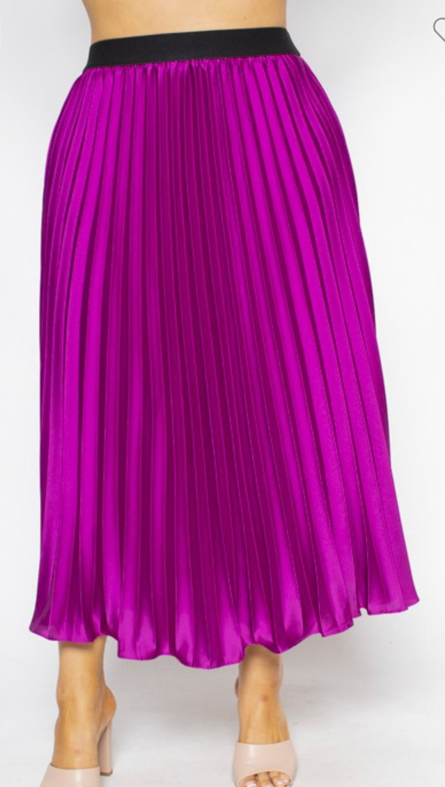 Elegant Pleated Midi Skirt for Women - Flowy A-Line Knee-Length Skirt with Side Slits | Perfect for Office, Parties, and Casual Outings