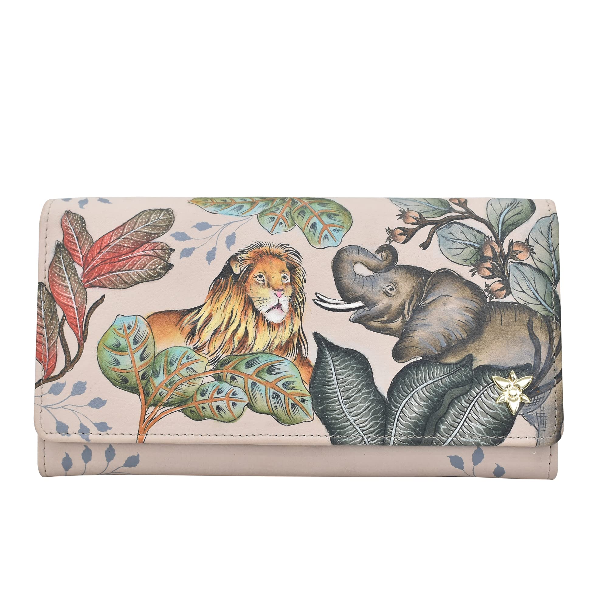 Anuschka Hand-Painted Genuine Leather RFID Blocking Wallet for Women - Stylish Accordion Flap Design - Perfect for Travel, Shopping & Everyday Use