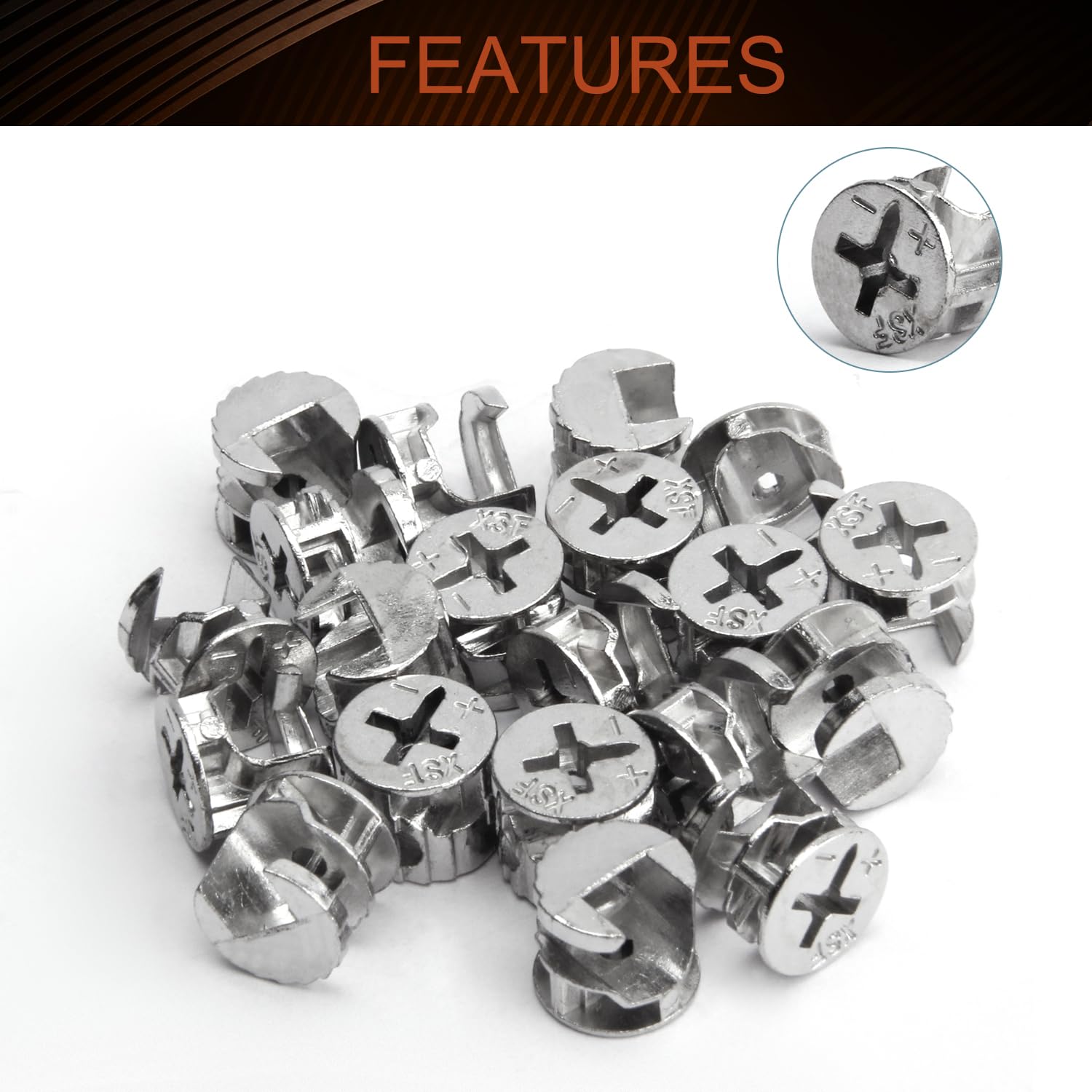 MroMax 12x10mm Silver Furniture Cam Lock Nut Connectors - 20pcs for Cabinet, Drawer, Dresser & Wardrobe Assembly | Secure Panel Fittings for DIY Home Furniture Projects