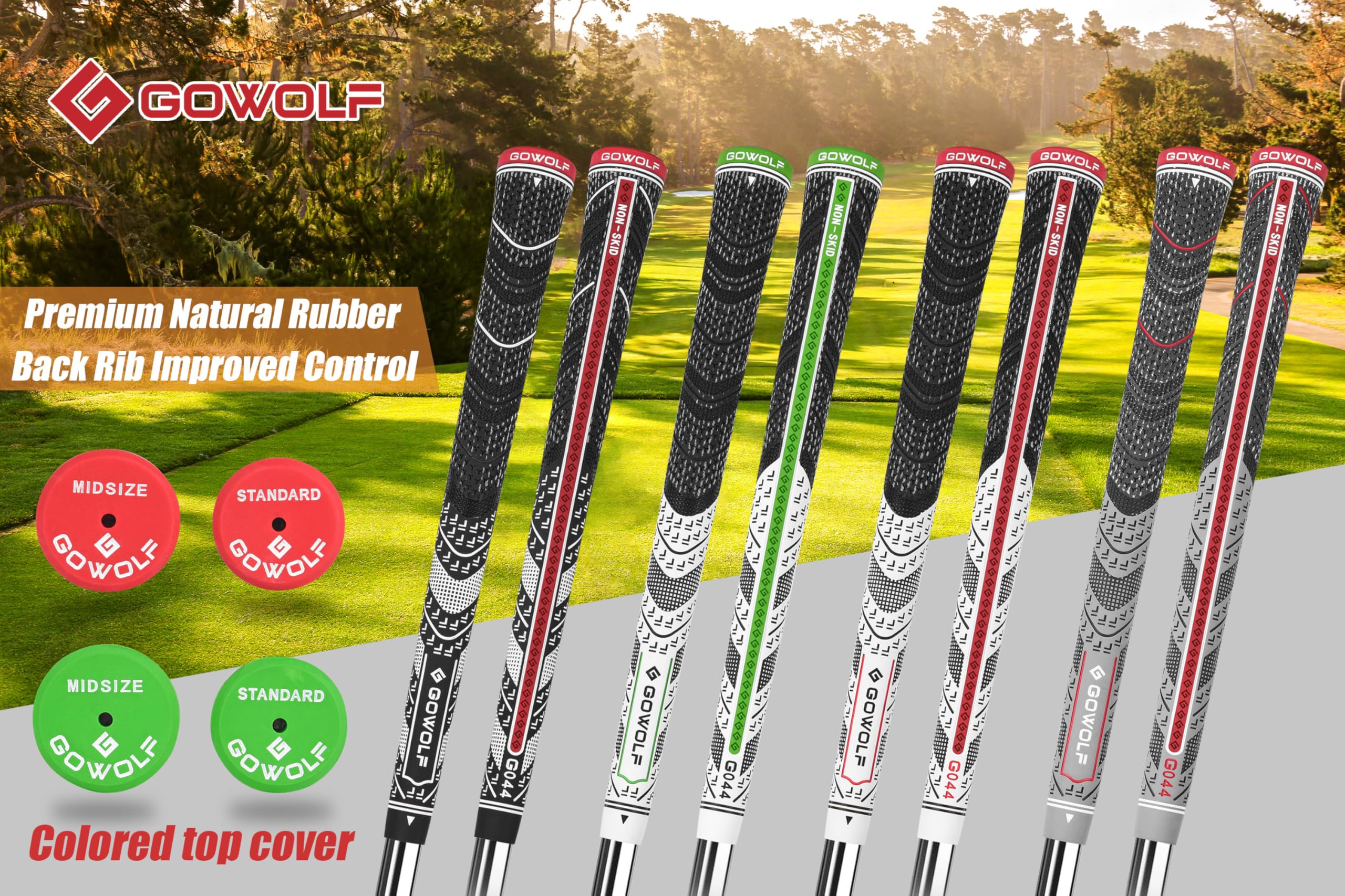 Gowolf 2024 New Cross Corded Rubber Golf Grips - 13 Pack with Free 15 Tapes | Improved Control Multi-Compound Hybrid Golf Club Grips for Enhanced Performance | Perfect for Driving Range, Tournament Play & Golf Practice