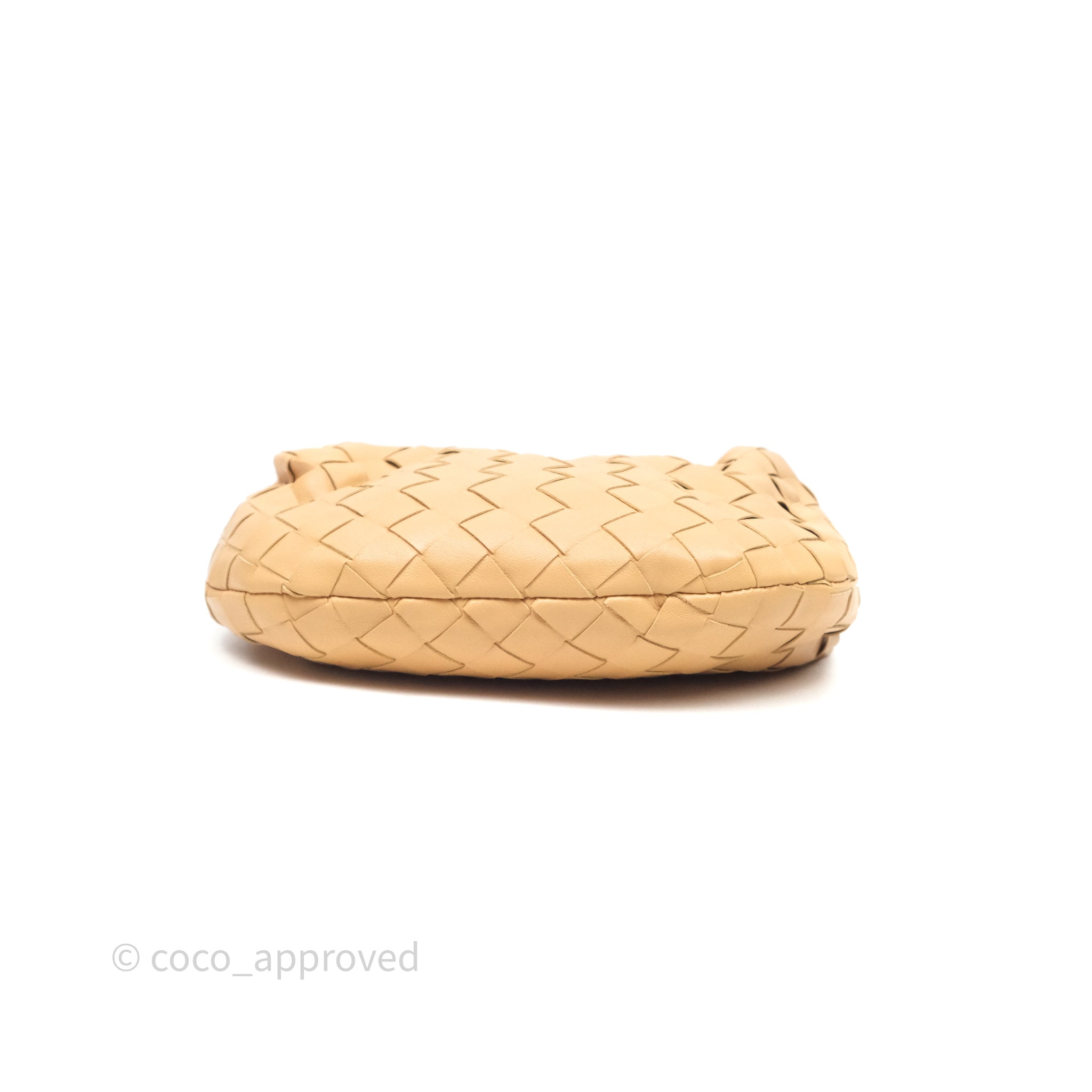 Bottega Veneta Mini Jodie Bag in Intrecciato Almond Lambskin Leather - Luxury Crossbody Purse for Women, Perfect for Date Night & Evening Events