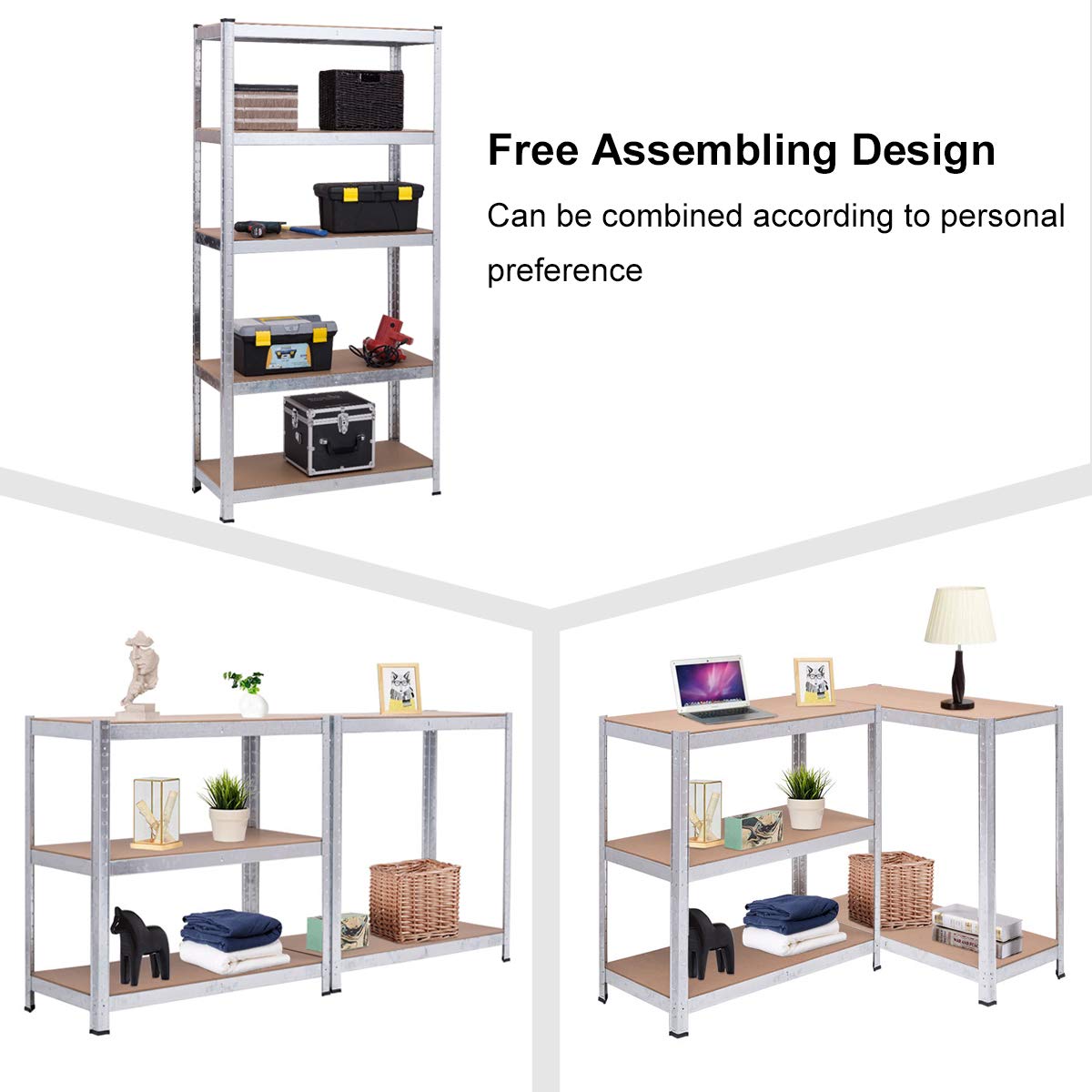 Giantex 4-Pack 5-Tier Heavy Duty Metal Storage Shelves - Adjustable Height Garage Shelving Units, Tool Utility Racks, Space-Saving Organizer for Garage, Warehouse, Home & Office Storage